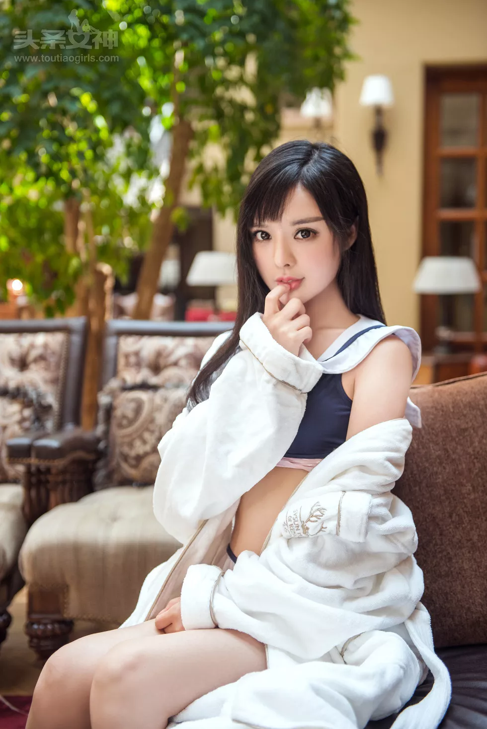 Xgyw.Org_[Toutiao头条女神]No.417_嫩模周熙妍居家性感学生服薄纱短裙秀粉红内裤写真19P