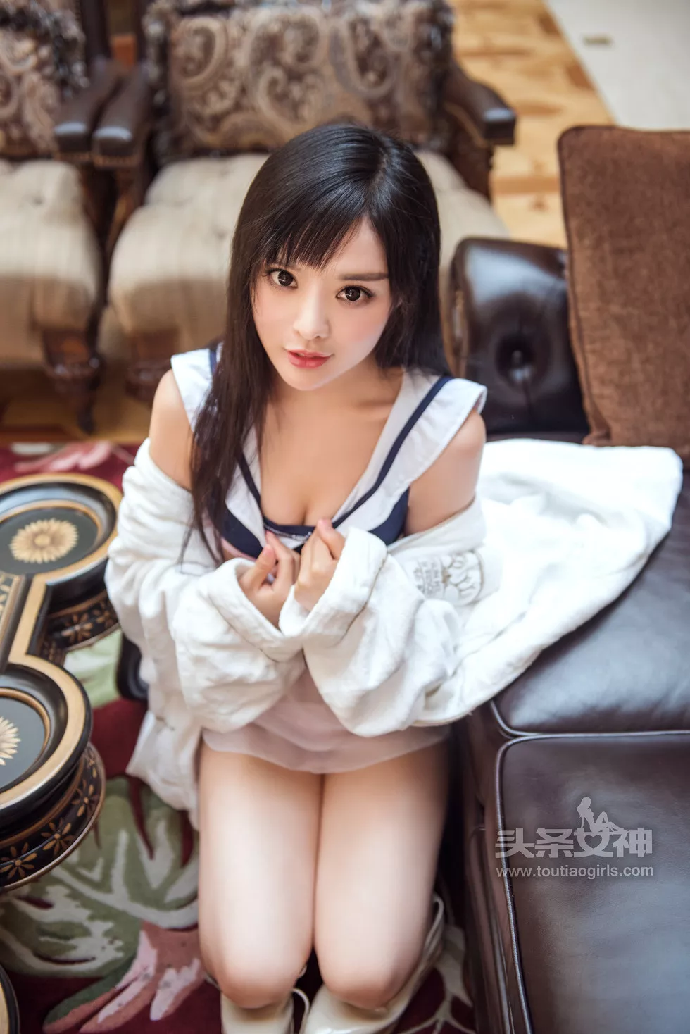 Xgyw.Org_[Toutiao头条女神]No.417_嫩模周熙妍居家性感学生服薄纱短裙秀粉红内裤写真19P