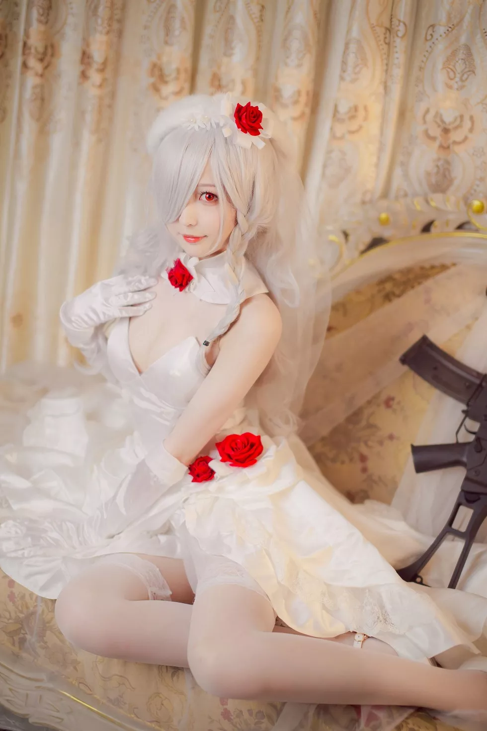 Xgyw.Org_[Cosplay精选]小姐姐南宫G36C系列性感白色吊裙配蕾丝袜完美诱惑写真18P