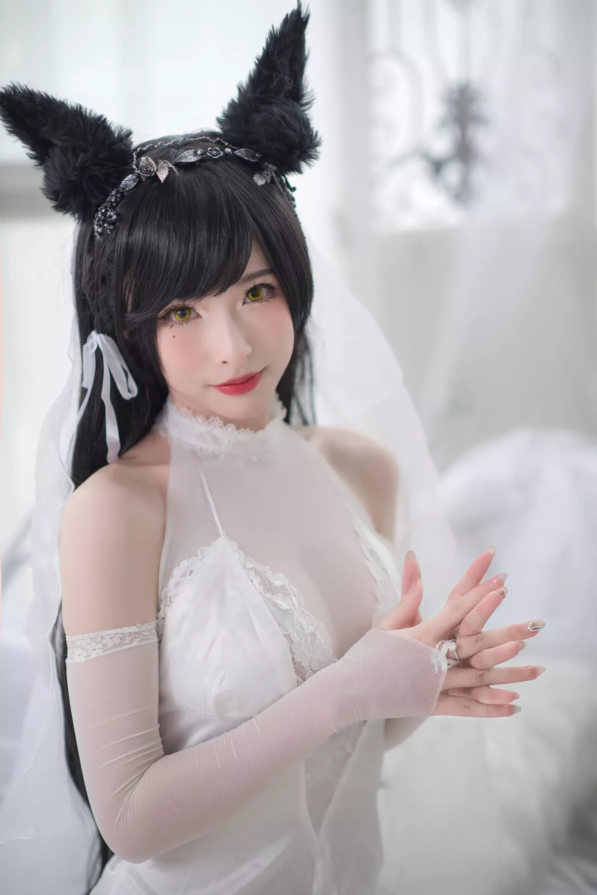 Xgyw.Org_性感尤物清水由乃爱宕婚纱主题白色薄透婚纱配蕾丝吊袜秀豪乳翘臀诱惑写真49P