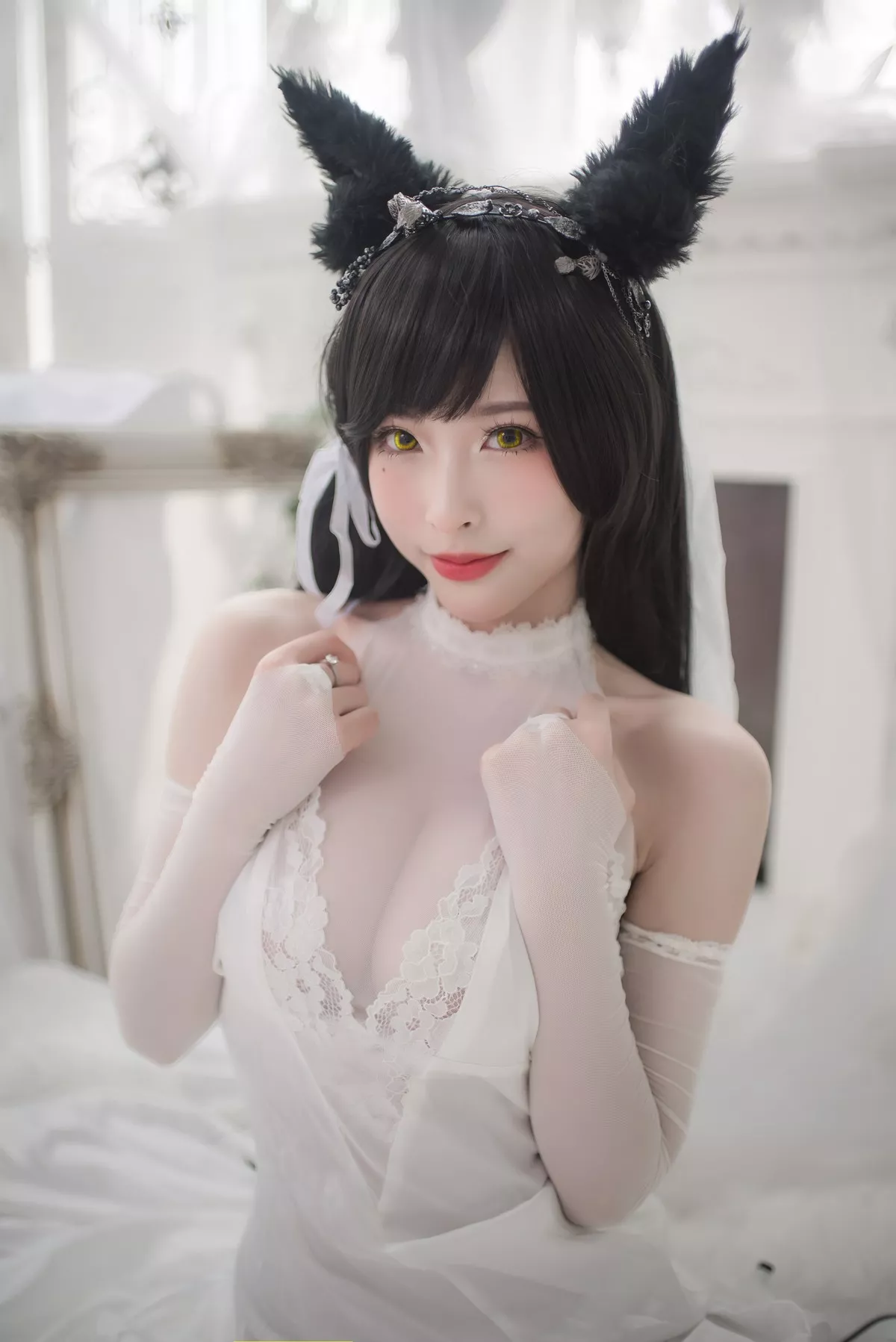Xgyw.Org_性感尤物清水由乃爱宕婚纱主题白色薄透婚纱配蕾丝吊袜秀豪乳翘臀诱惑写真49P