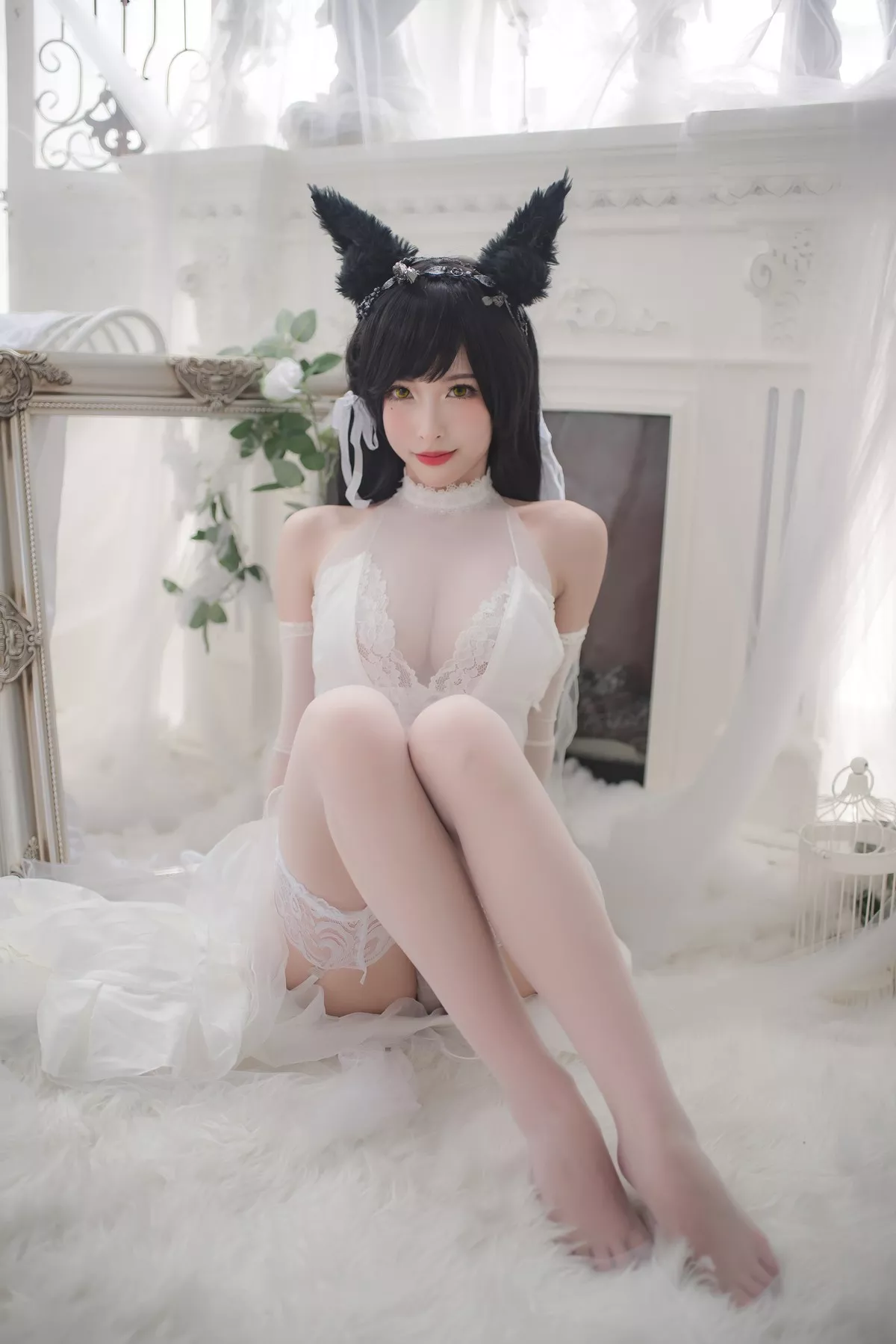 Xgyw.Org_性感尤物清水由乃爱宕婚纱主题白色薄透婚纱配蕾丝吊袜秀豪乳翘臀诱惑写真49P