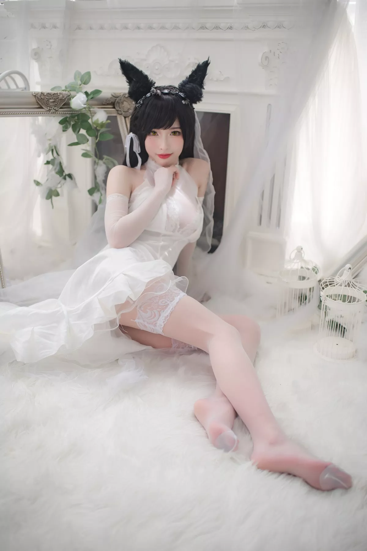 Xgyw.Org_性感尤物清水由乃爱宕婚纱主题白色薄透婚纱配蕾丝吊袜秀豪乳翘臀诱惑写真49P