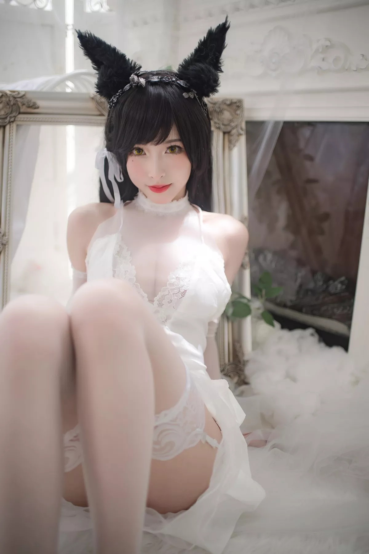 Xgyw.Org_性感尤物清水由乃爱宕婚纱主题白色薄透婚纱配蕾丝吊袜秀豪乳翘臀诱惑写真49P