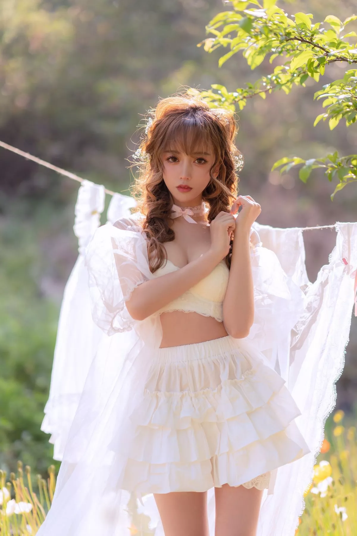 Xgyw.Org_斗鱼主播米线线sama夏日限定晒衣服主题户外性感薄纱裙露性感内衣诱惑写真41P