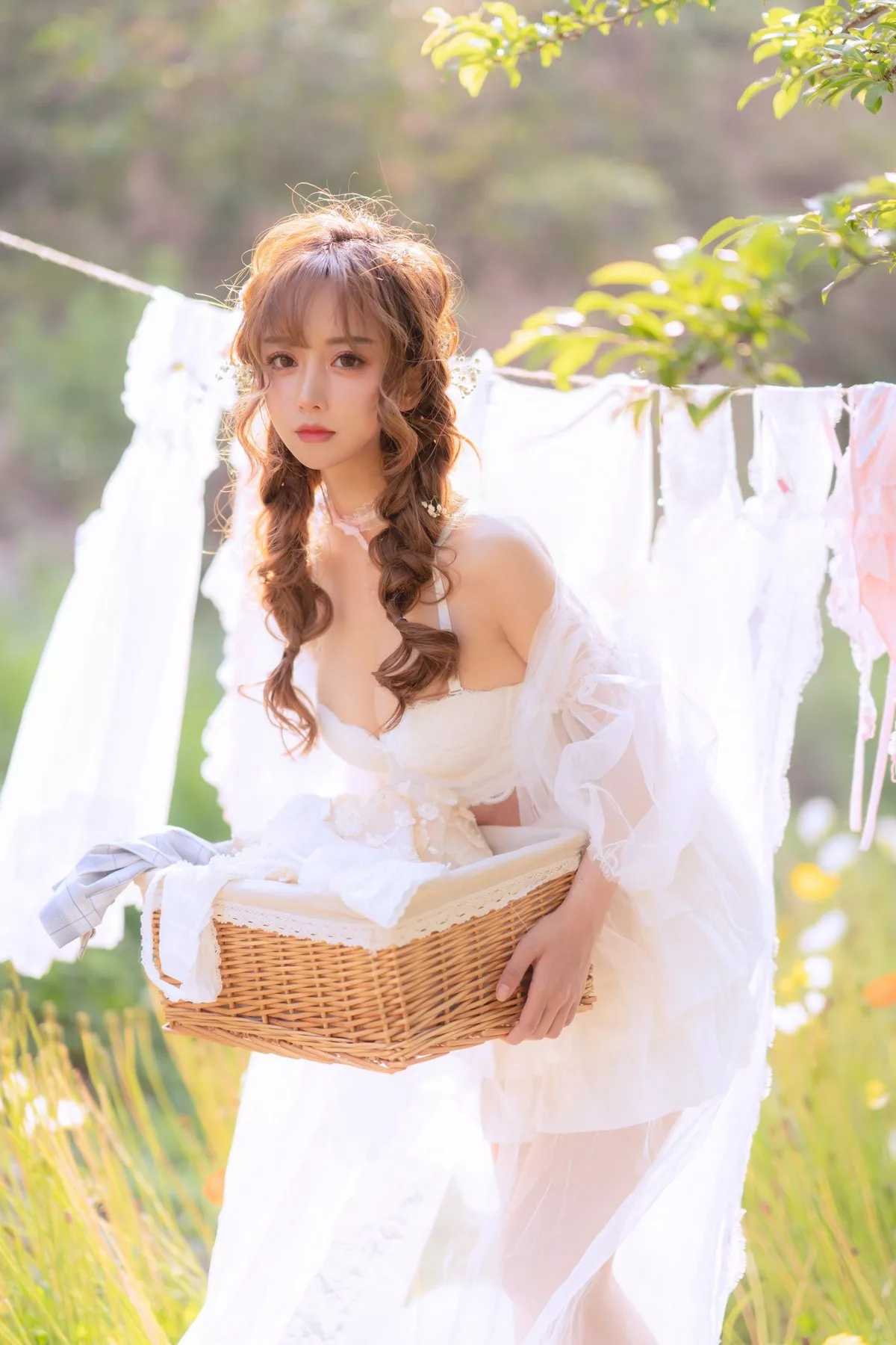 Xgyw.Org_斗鱼主播米线线sama夏日限定晒衣服主题户外性感薄纱裙露性感内衣诱惑写真41P