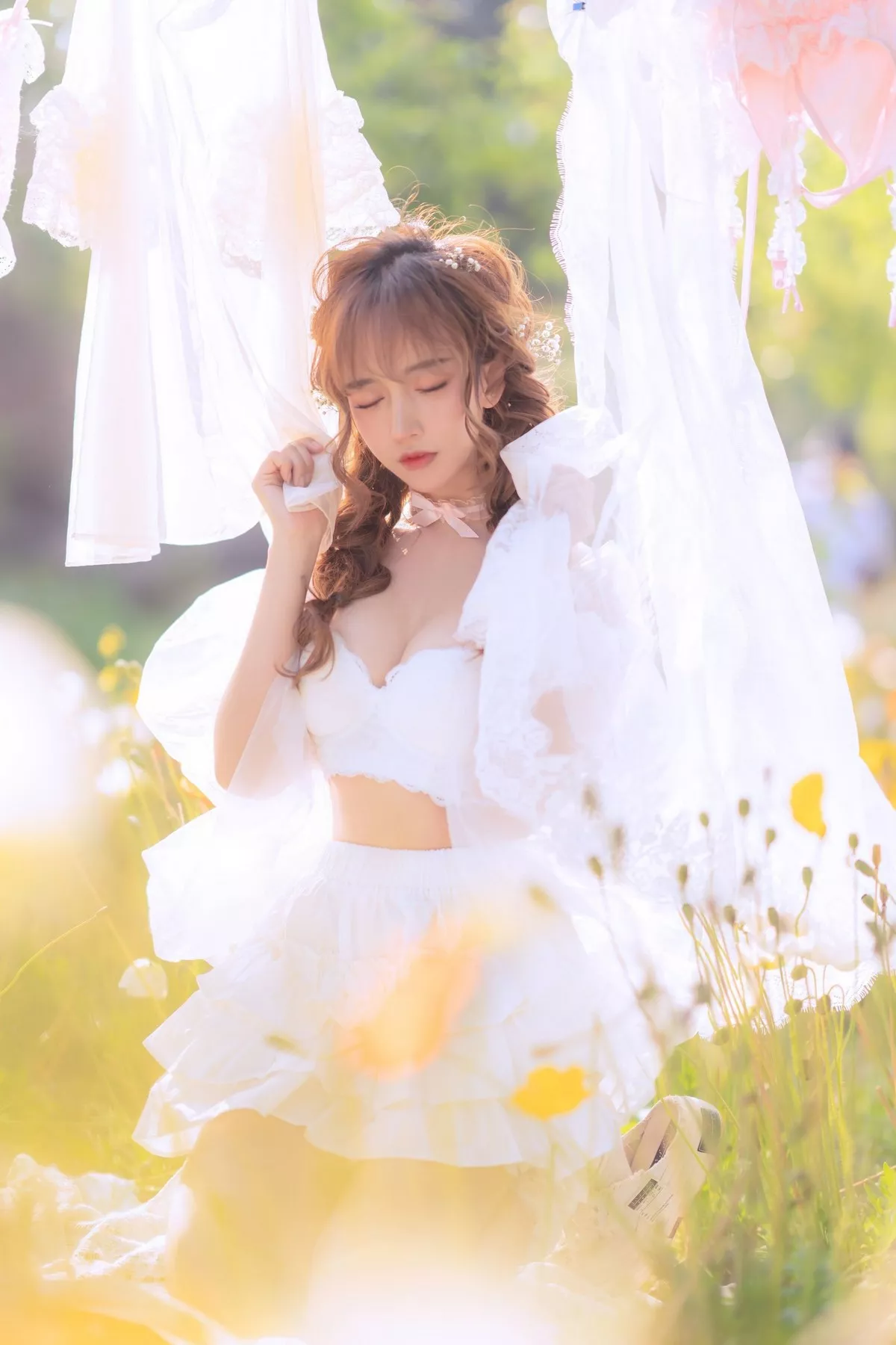 Xgyw.Org_斗鱼主播米线线sama夏日限定晒衣服主题户外性感薄纱裙露性感内衣诱惑写真41P