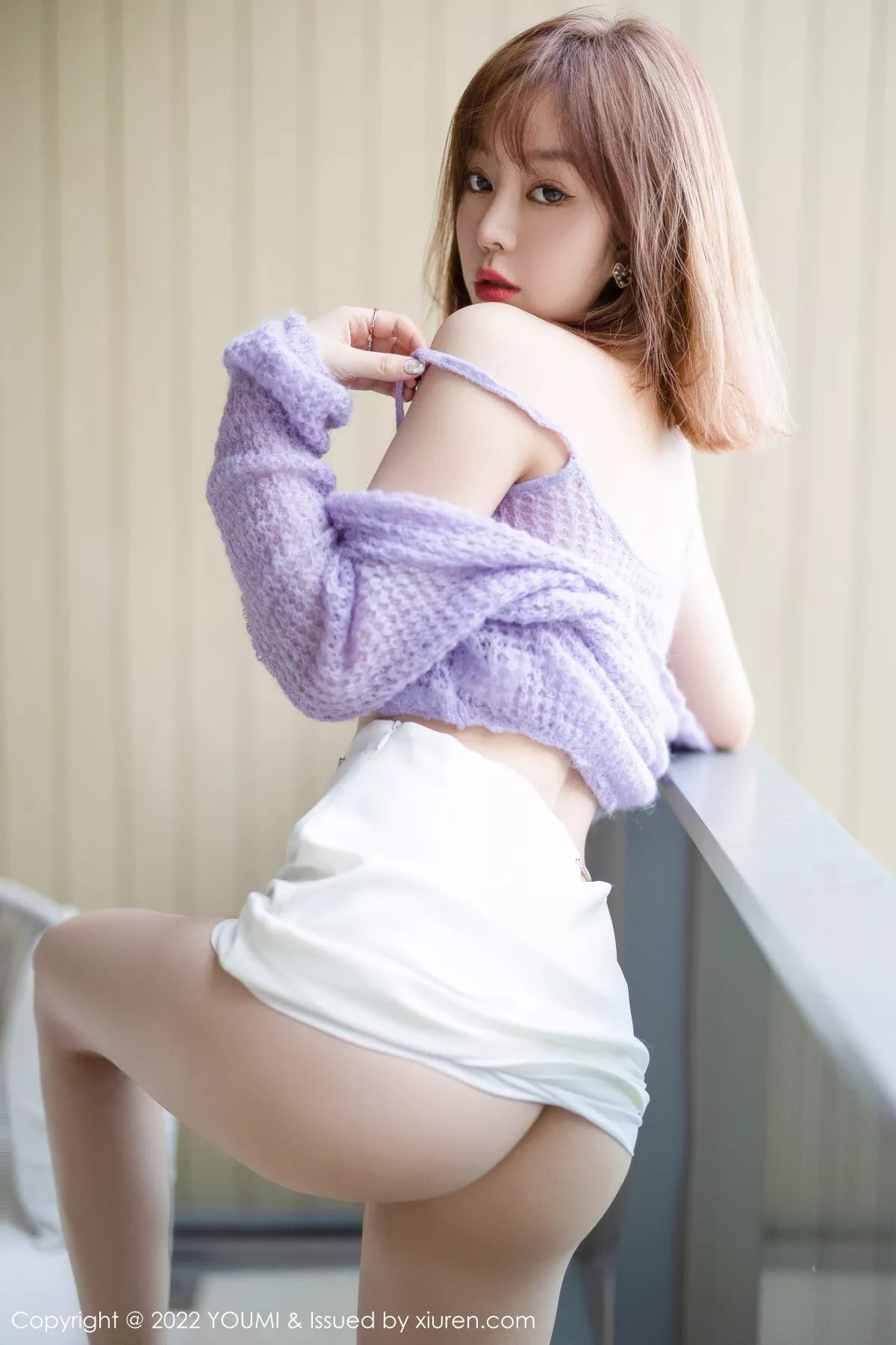 Xgyw.Org_[YouMi尤蜜荟]Vol.760_女神王雨纯三亚旅拍紫色缕空毛衣配白短裙秀丰满身材诱惑写真74P
