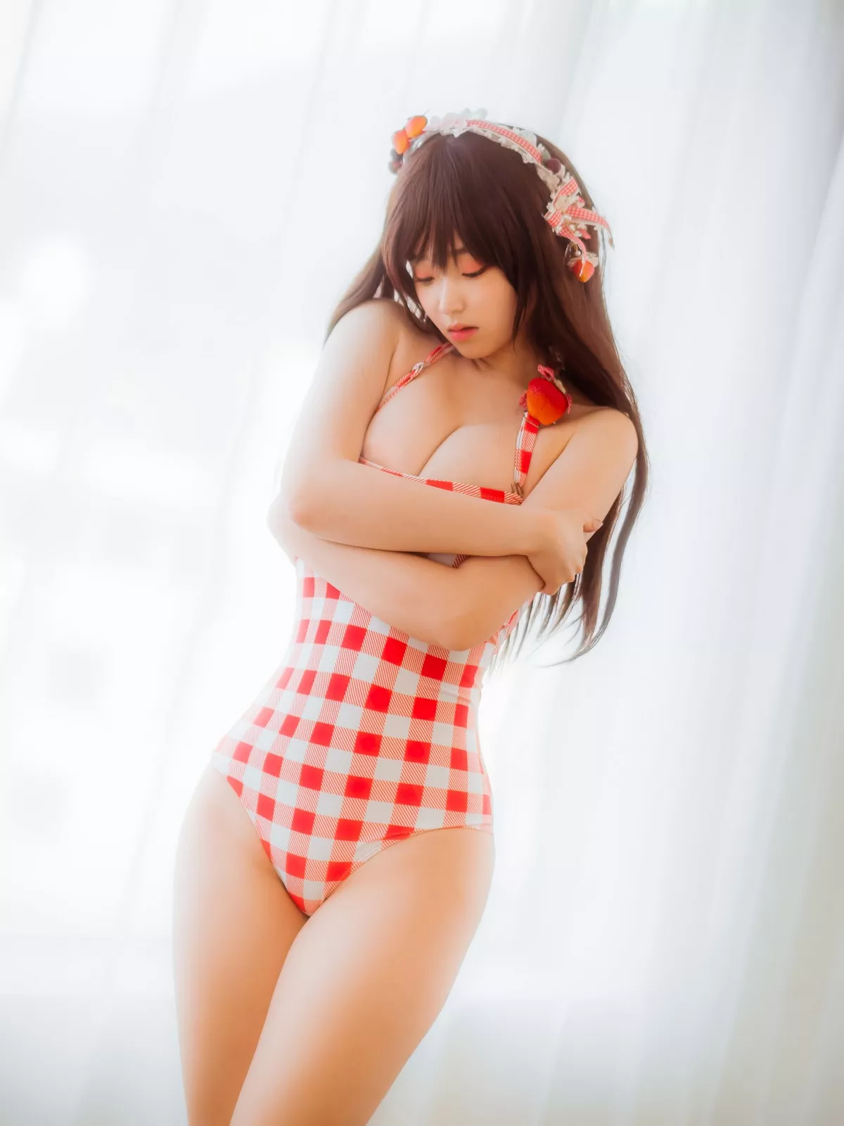 Xgyw.Org_韩国美女Bambi格子半身裙主题私房性感红色格子服饰秀丰满身材迷人诱惑写真61P