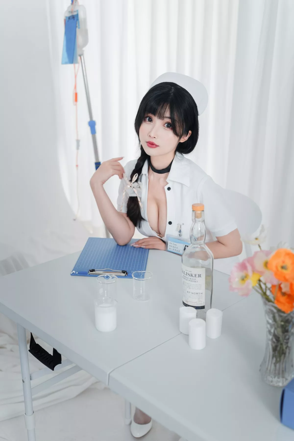 Xgyw.Org_网络美女rioko凉凉子采集室实习护士主题性感白色蕾丝内衣配白丝吊袜诱惑写真48P