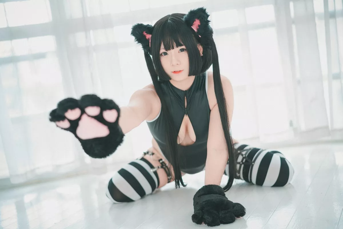 Xgyw.Org_[DJAWA]No.091_模特Maruemon_Realised Feral Cat主题私房黑色高叉连体衣诱惑写真55P