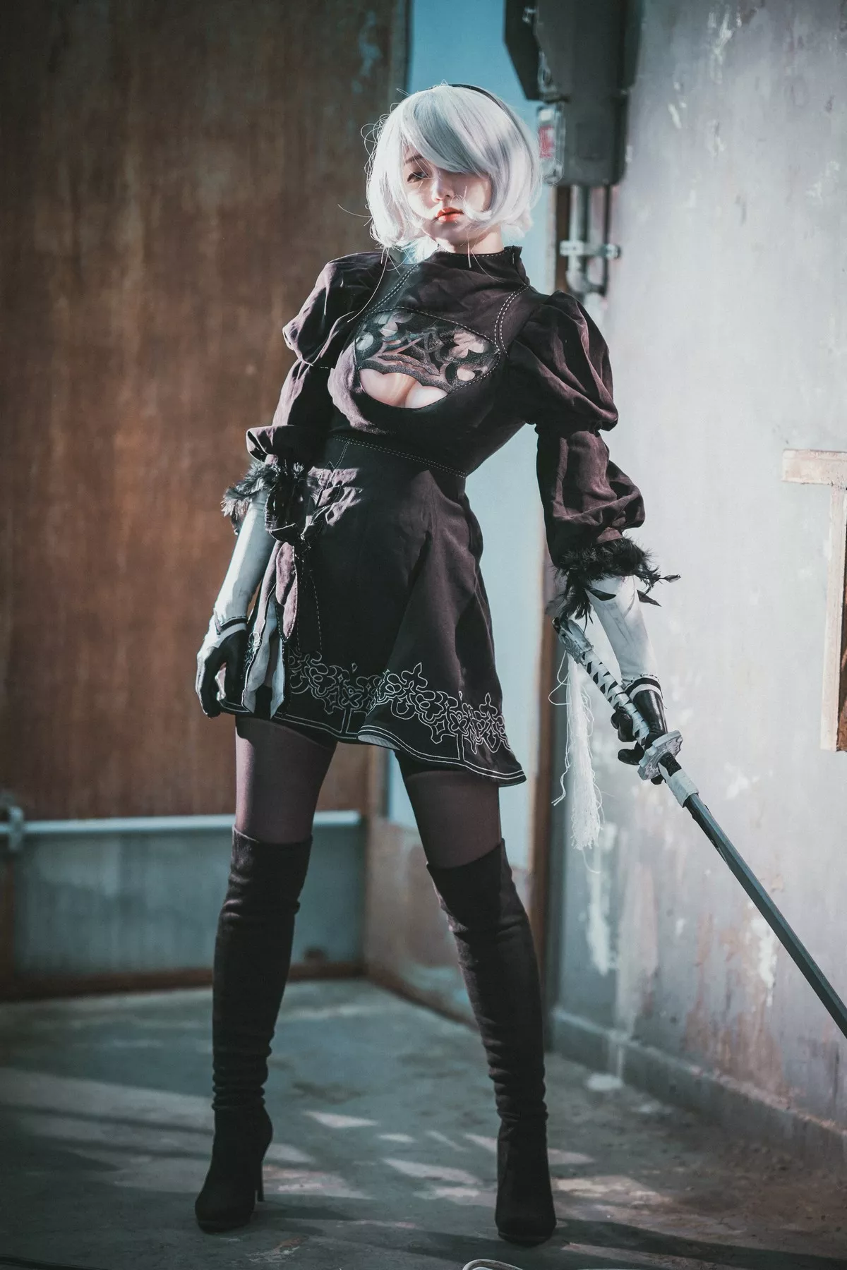 Xgyw.Org_[DJAWA]No.131_模特Jenny_NieR Automata 2B主题黑色服饰露白色内裤秀翘臀诱惑写真47P