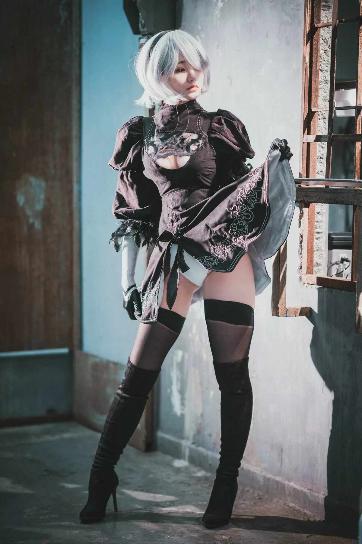 Xgyw.Org_[DJAWA]No.131_模特Jenny_NieR Automata 2B主题黑色服饰露白色内裤秀翘臀诱惑写真47P