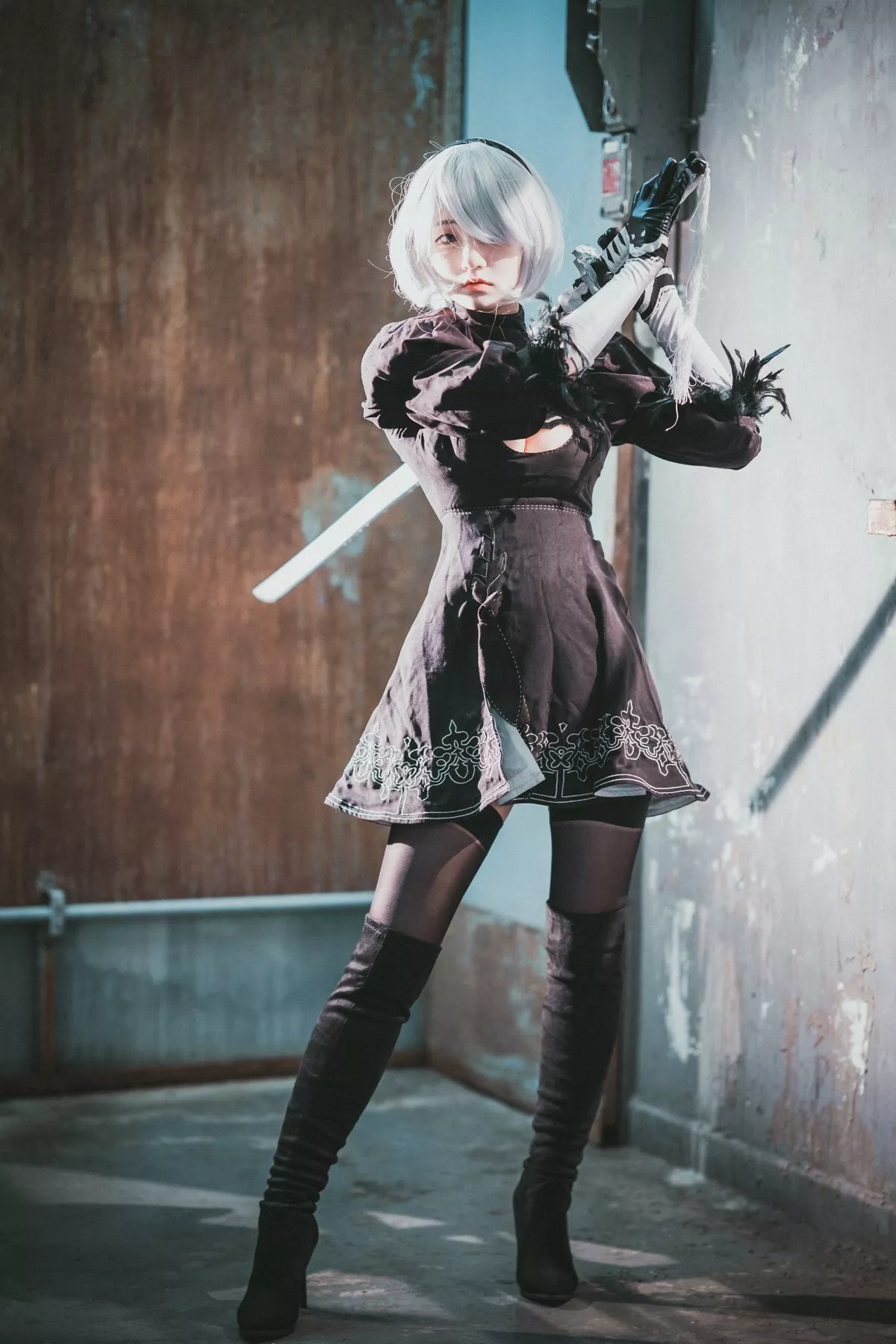 Xgyw.Org_[DJAWA]No.131_模特Jenny_NieR Automata 2B主题黑色服饰露白色内裤秀翘臀诱惑写真47P