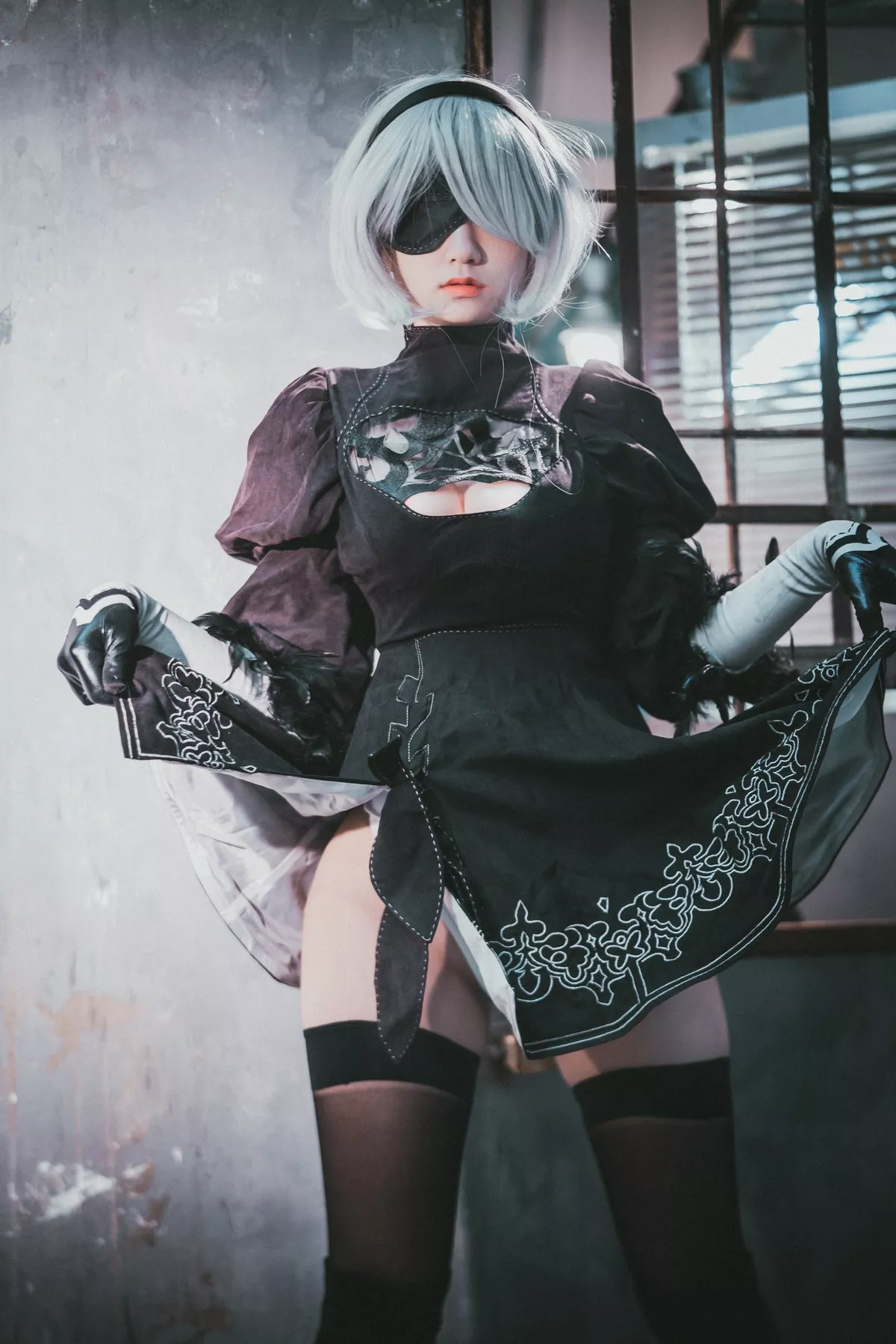 Xgyw.Org_[DJAWA]No.131_模特Jenny_NieR Automata 2B主题黑色服饰露白色内裤秀翘臀诱惑写真47P