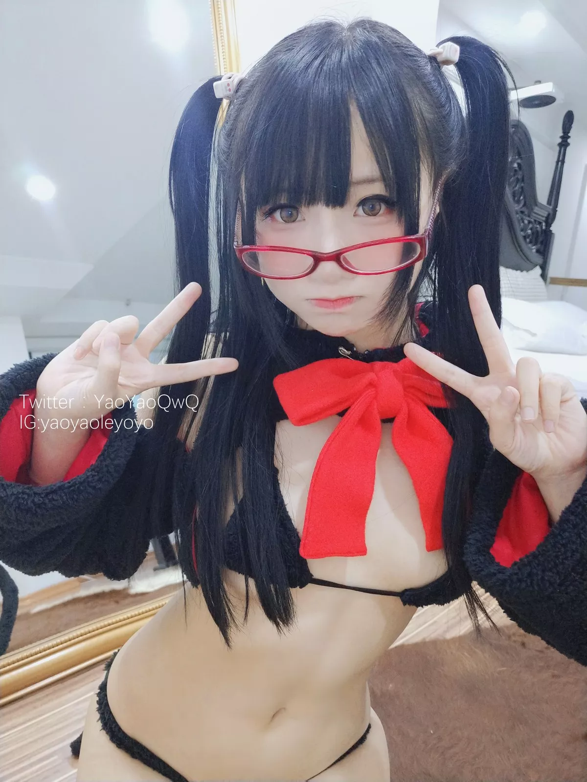 Xgyw.Org_网络美女软妹摇摇乐猫套装主题性感黑色绒毛服饰露三点式内衣迷人诱惑写真91P