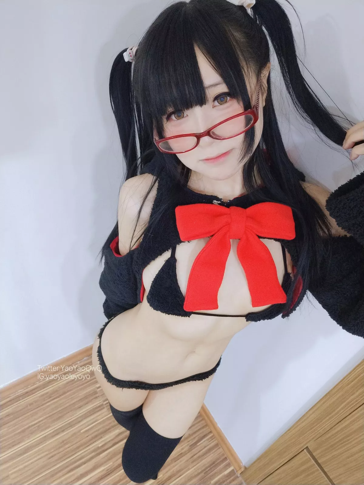 Xgyw.Org_网络美女软妹摇摇乐猫套装主题性感黑色绒毛服饰露三点式内衣迷人诱惑写真91P