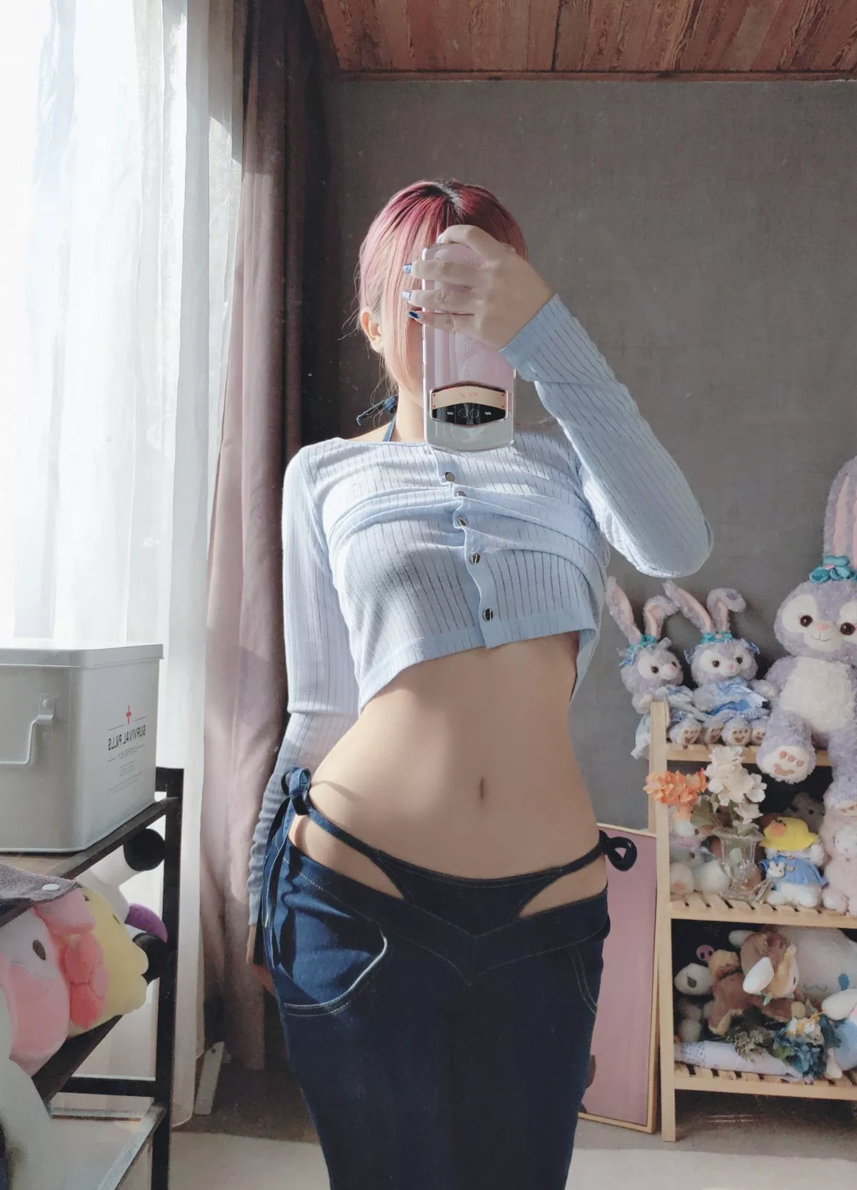 Xgyw.Org_Cosplay美女日奈娇牛仔裤自拍主题私房半脱露性感牛仔内衣秀完美身材诱惑写真50P