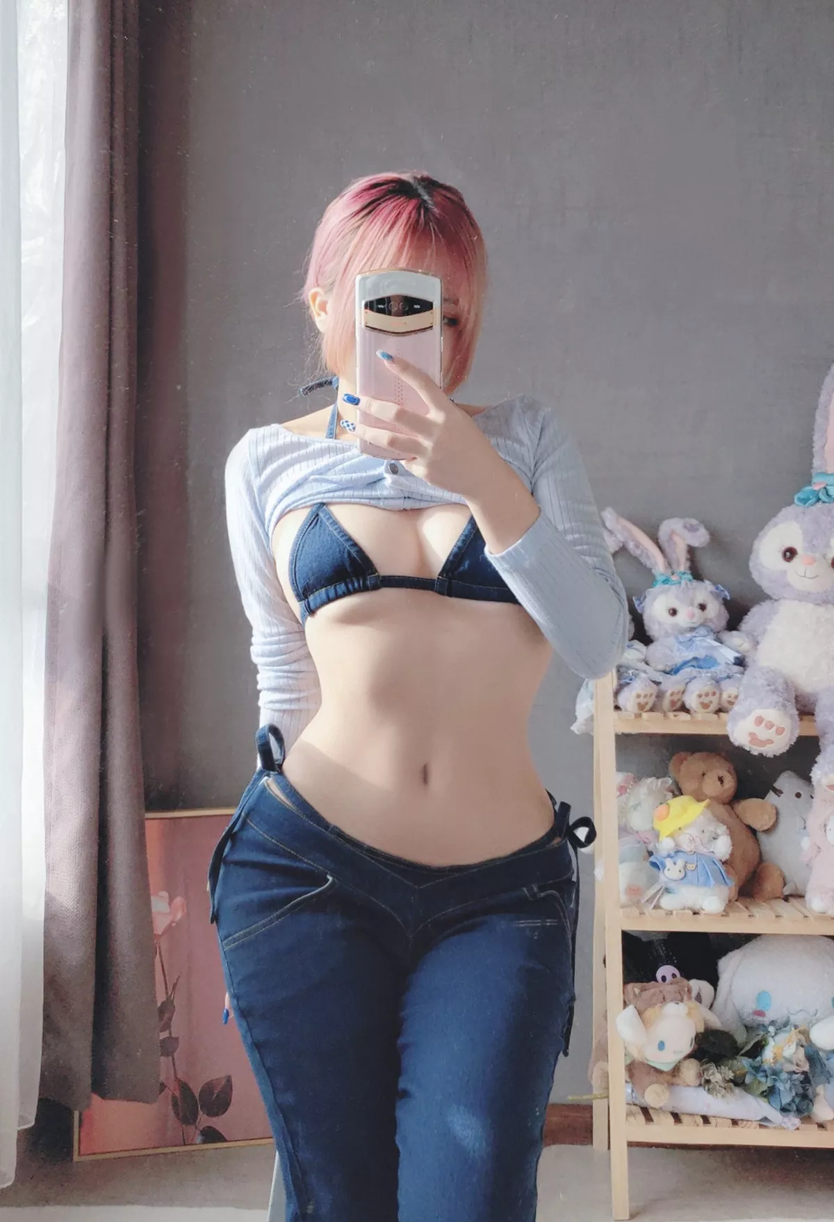Xgyw.Org_Cosplay美女日奈娇牛仔裤自拍主题私房半脱露性感牛仔内衣秀完美身材诱惑写真50P