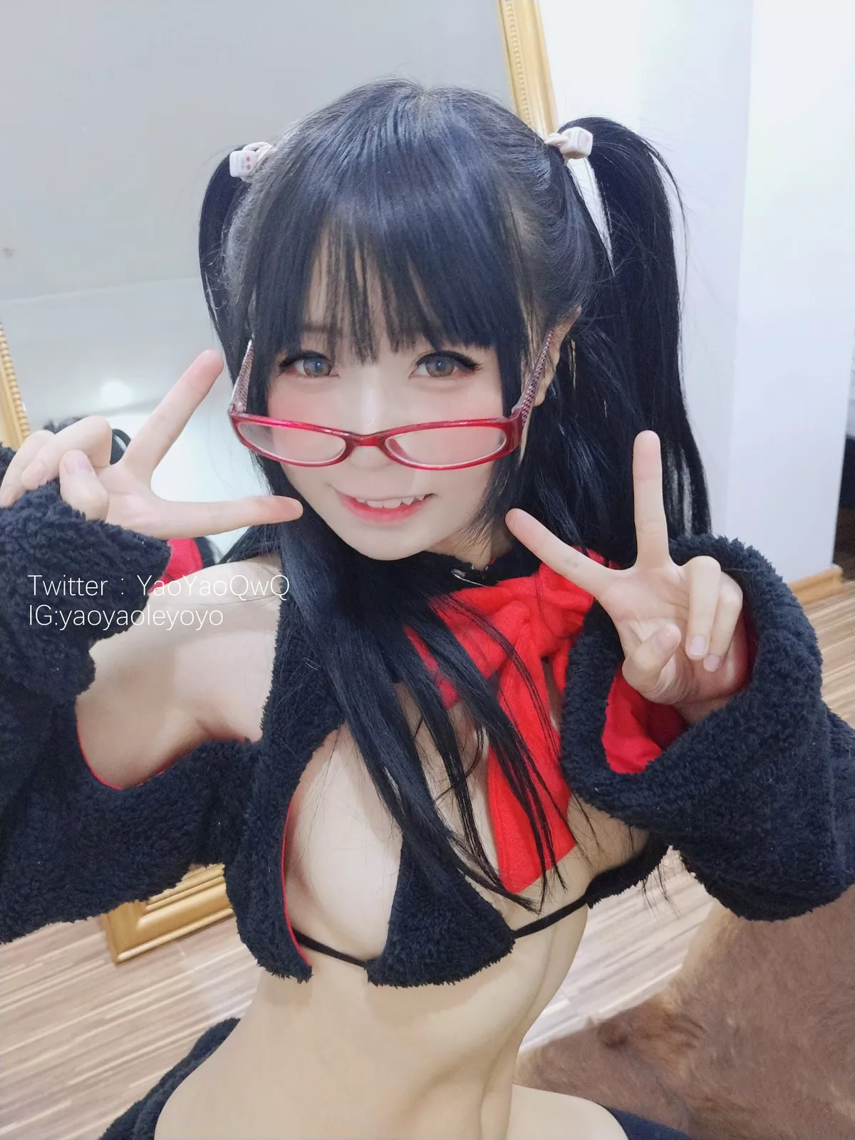 Xgyw.Org_网络美女软妹摇摇乐猫套装主题性感黑色绒毛服饰露三点式内衣迷人诱惑写真91P