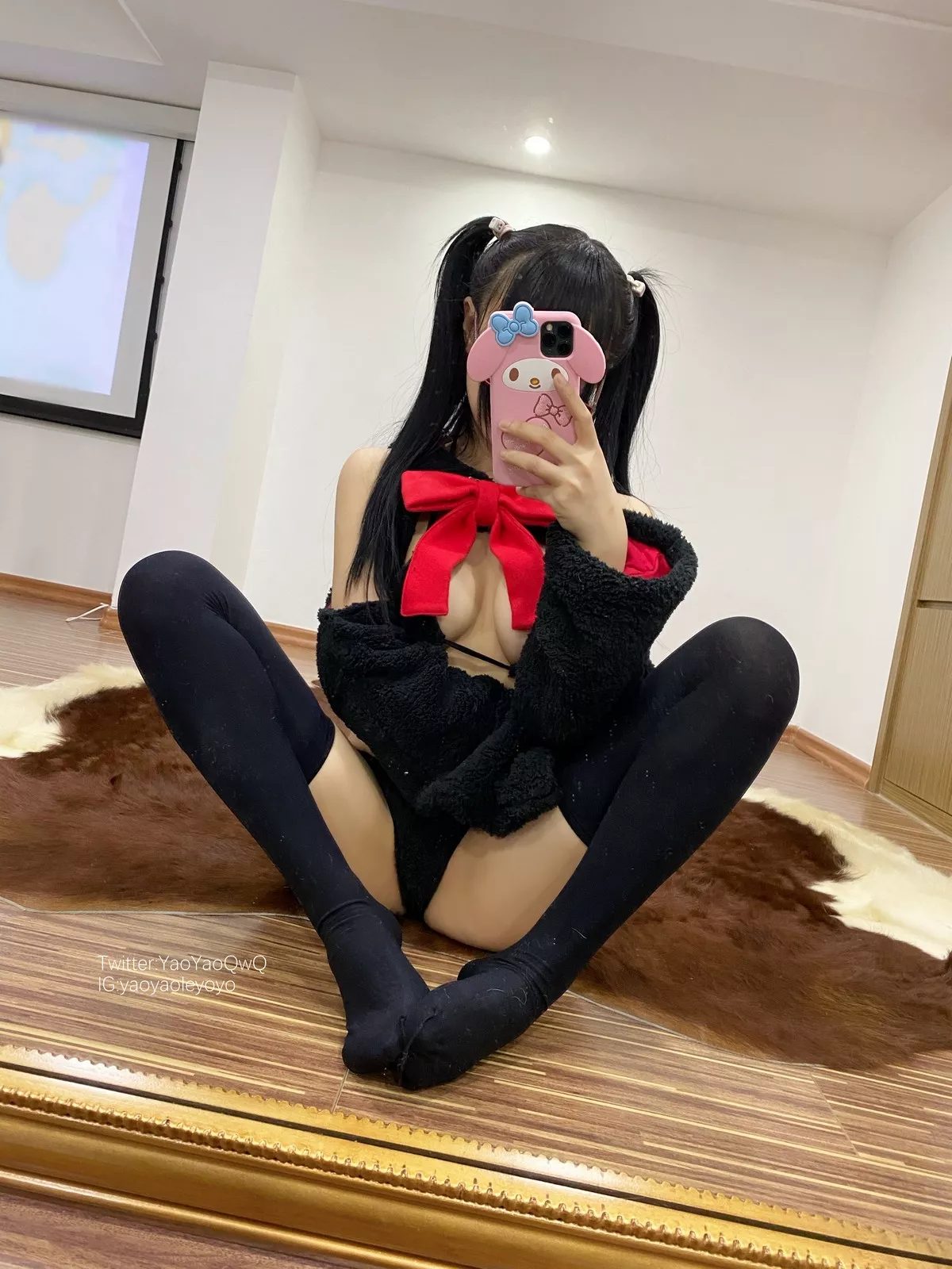 Xgyw.Org_网络美女软妹摇摇乐猫套装主题性感黑色绒毛服饰露三点式内衣迷人诱惑写真91P