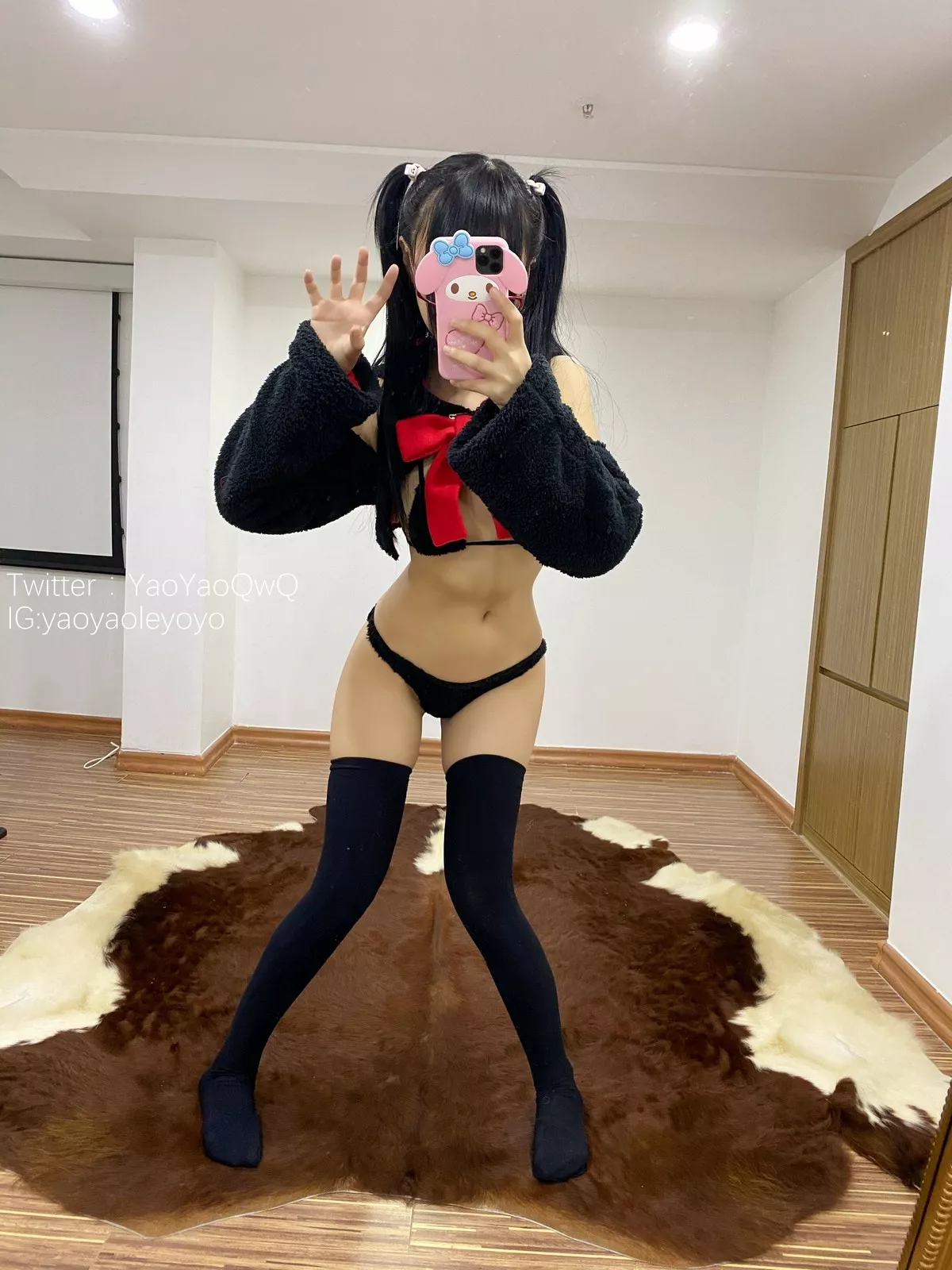 Xgyw.Org_网络美女软妹摇摇乐猫套装主题性感黑色绒毛服饰露三点式内衣迷人诱惑写真91P