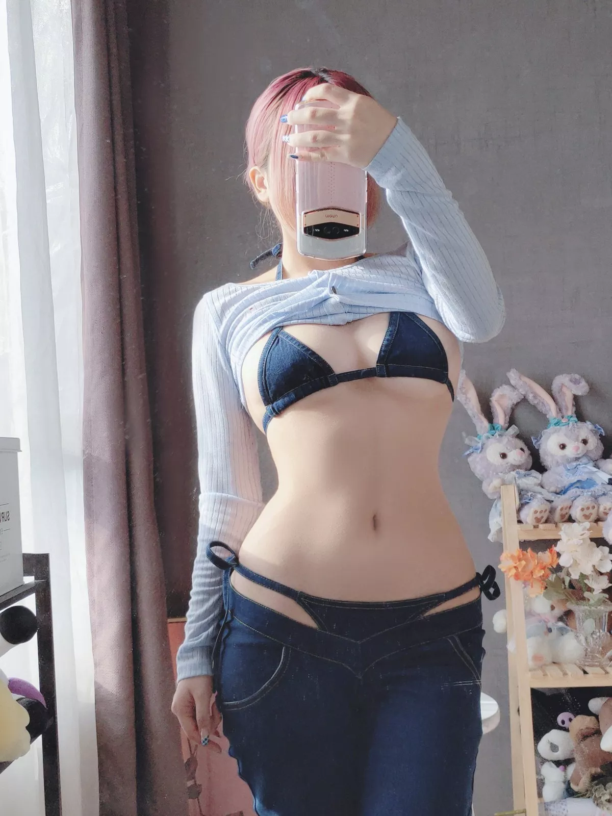 Xgyw.Org_Cosplay美女日奈娇牛仔裤自拍主题私房半脱露性感牛仔内衣秀完美身材诱惑写真50P