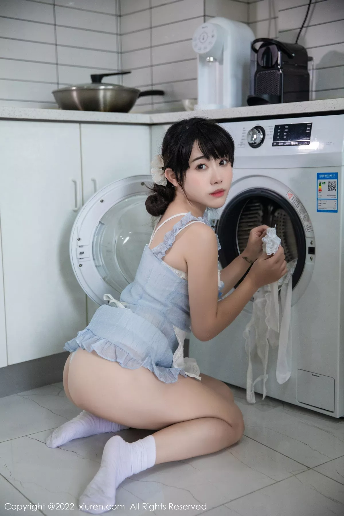 Xgyw.Org_XiuRen第5834期_模特严利娅Yuliya私房性感浅蓝色女仆服饰秀翘臀美腿诱惑写真53P