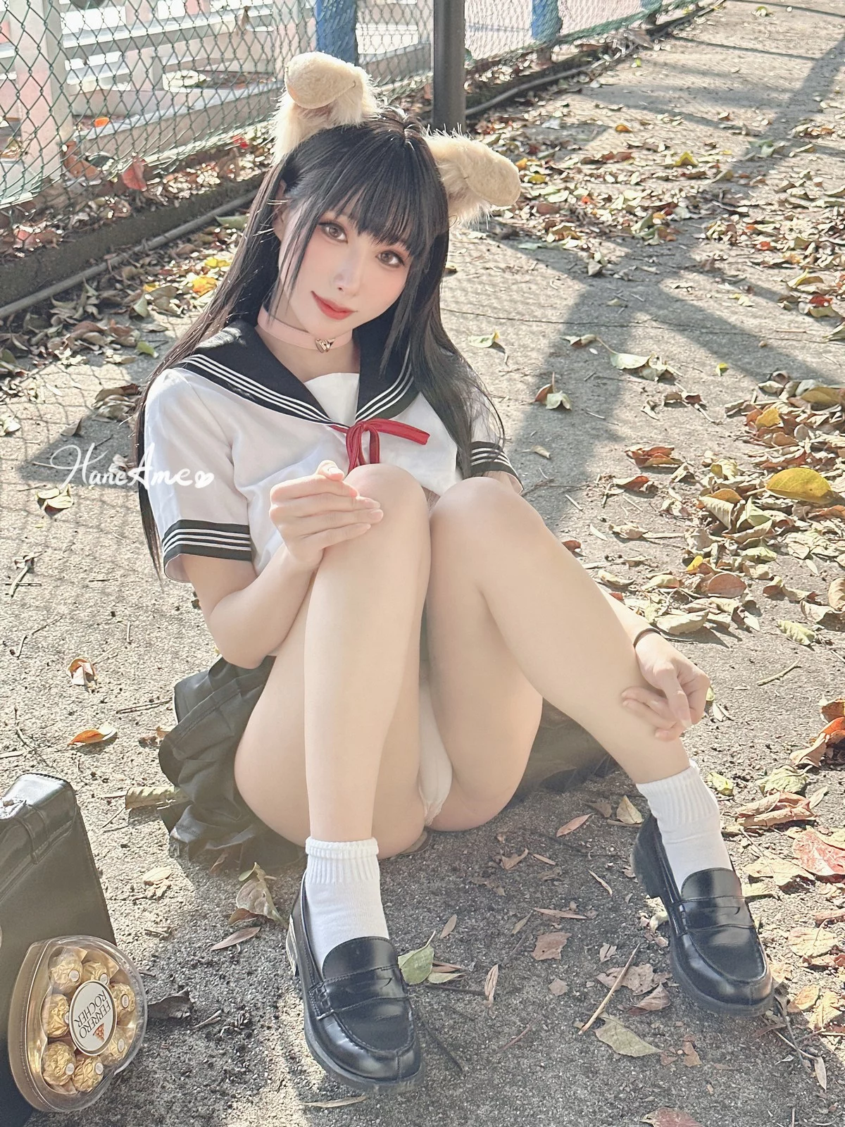 Xgyw.Org_Coser美女雨波_HaneAme柴犬学妹主题户外半脱露性感粉色内衣秀豪乳诱惑写真51P