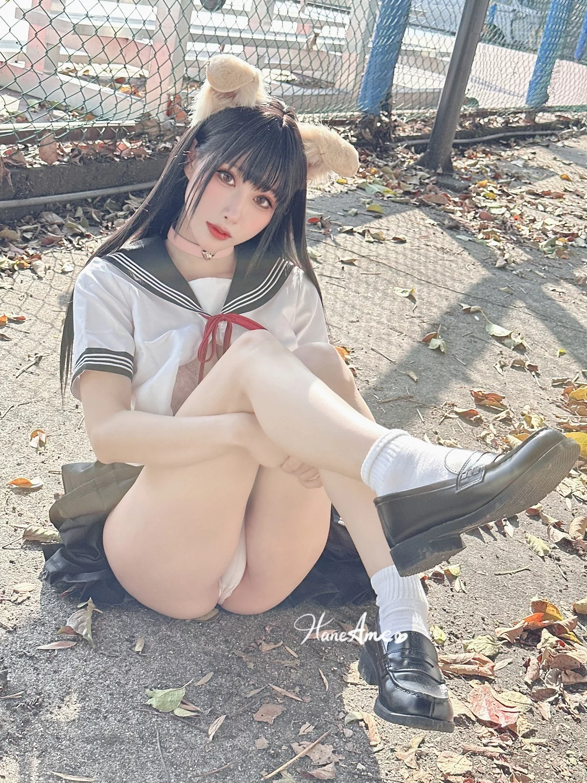 Xgyw.Org_Coser美女雨波_HaneAme柴犬学妹主题户外半脱露性感粉色内衣秀豪乳诱惑写真51P