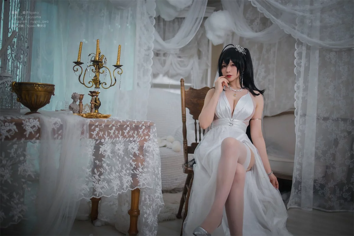 Xgyw.Org_网络美女Nyako喵子大凤纯白婚纱主题性感白色婚纱配白丝吊袜秀美腿诱惑写真65P