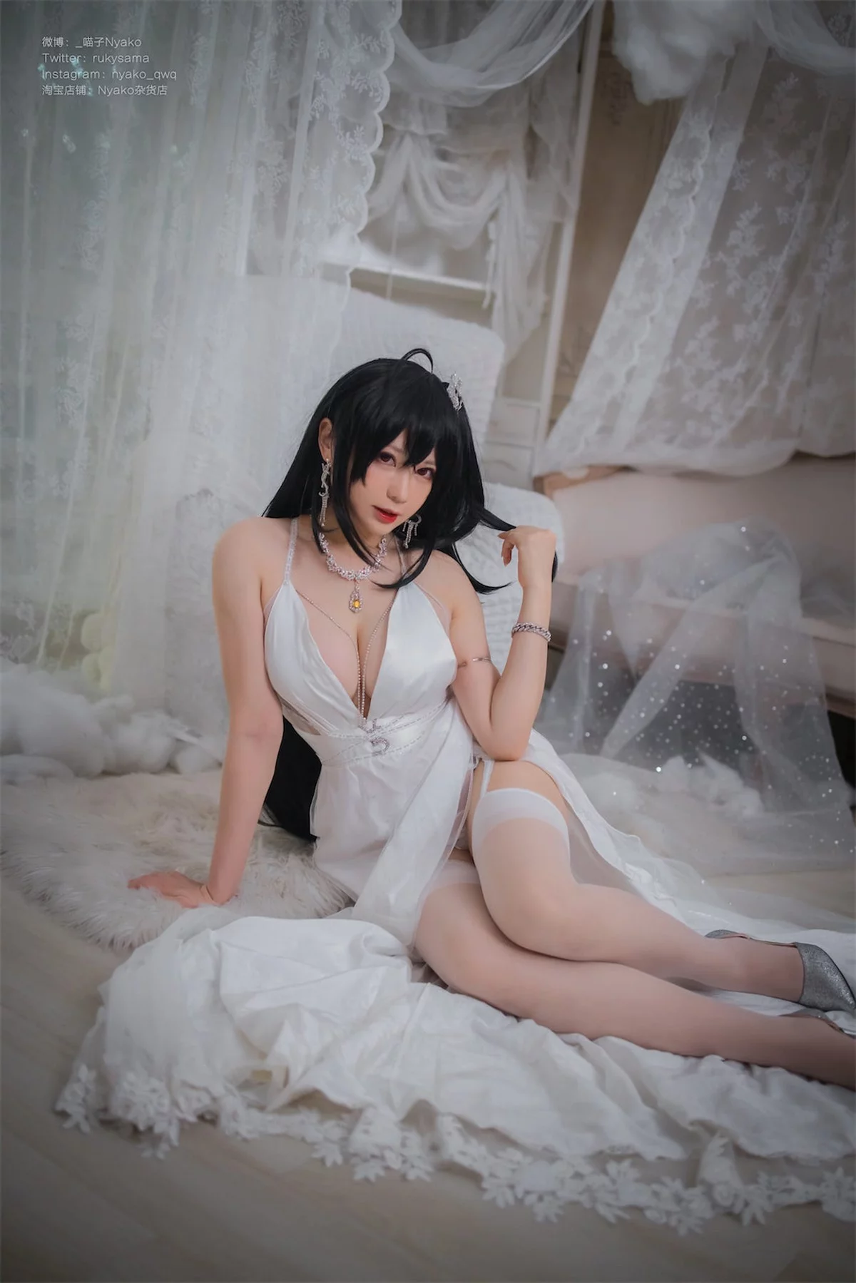 Xgyw.Org_网络美女Nyako喵子大凤纯白婚纱主题性感白色婚纱配白丝吊袜秀美腿诱惑写真65P