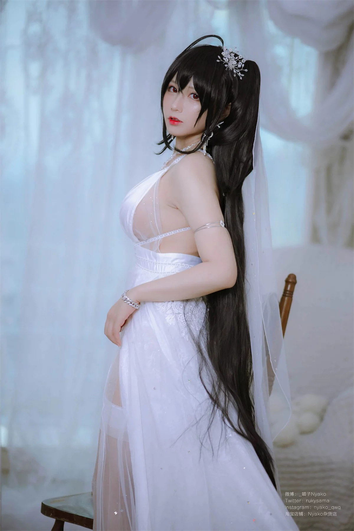 Xgyw.Org_网络美女Nyako喵子大凤纯白婚纱主题性感白色婚纱配白丝吊袜秀美腿诱惑写真65P