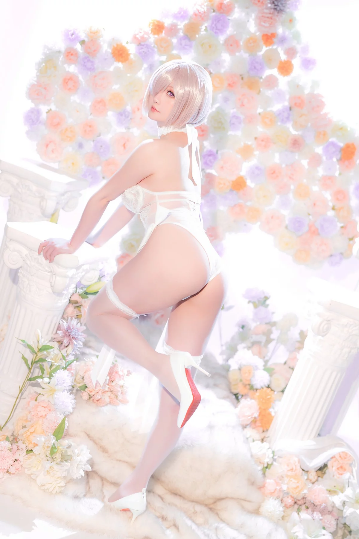 Xgyw.Org_Coser小姐姐星之迟迟玛修婚纱主题性感白色婚纱露白色蕾丝内衣惹火诱惑写真78P
