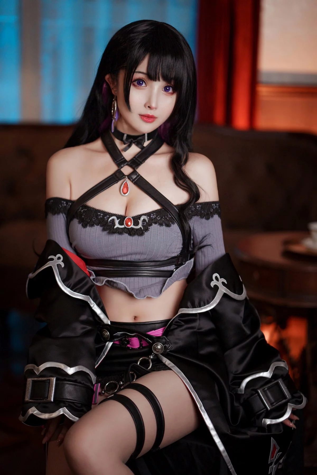 Xgyw.Org_网络美女rioko凉凉子魔女主题性感黑色情趣服饰露黑色蕾丝内衣秀翘臀诱惑写真40P