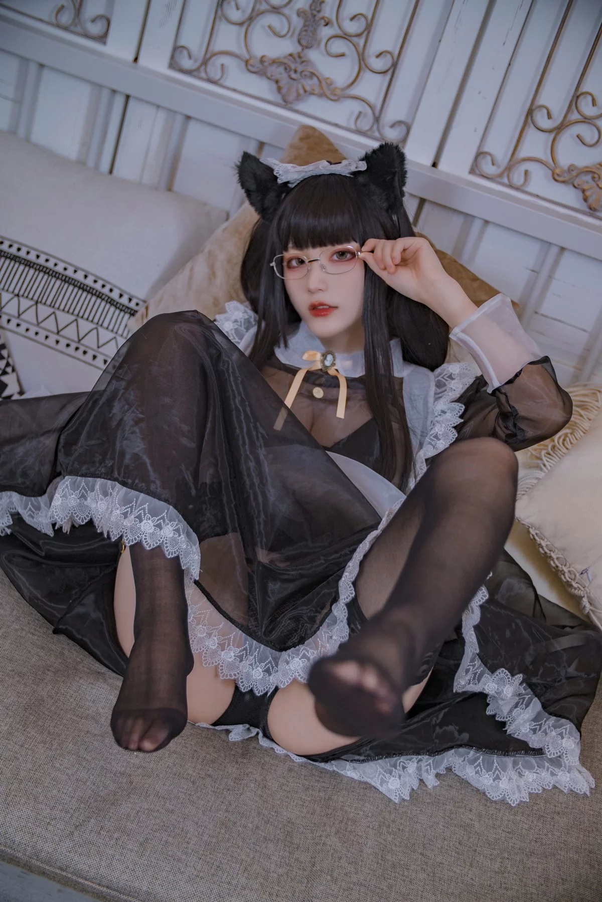 Xgyw.Org_网络美女起司块wii会长是女仆大人主题性感黑白薄透女仆装配黑丝吊袜诱惑写真44P