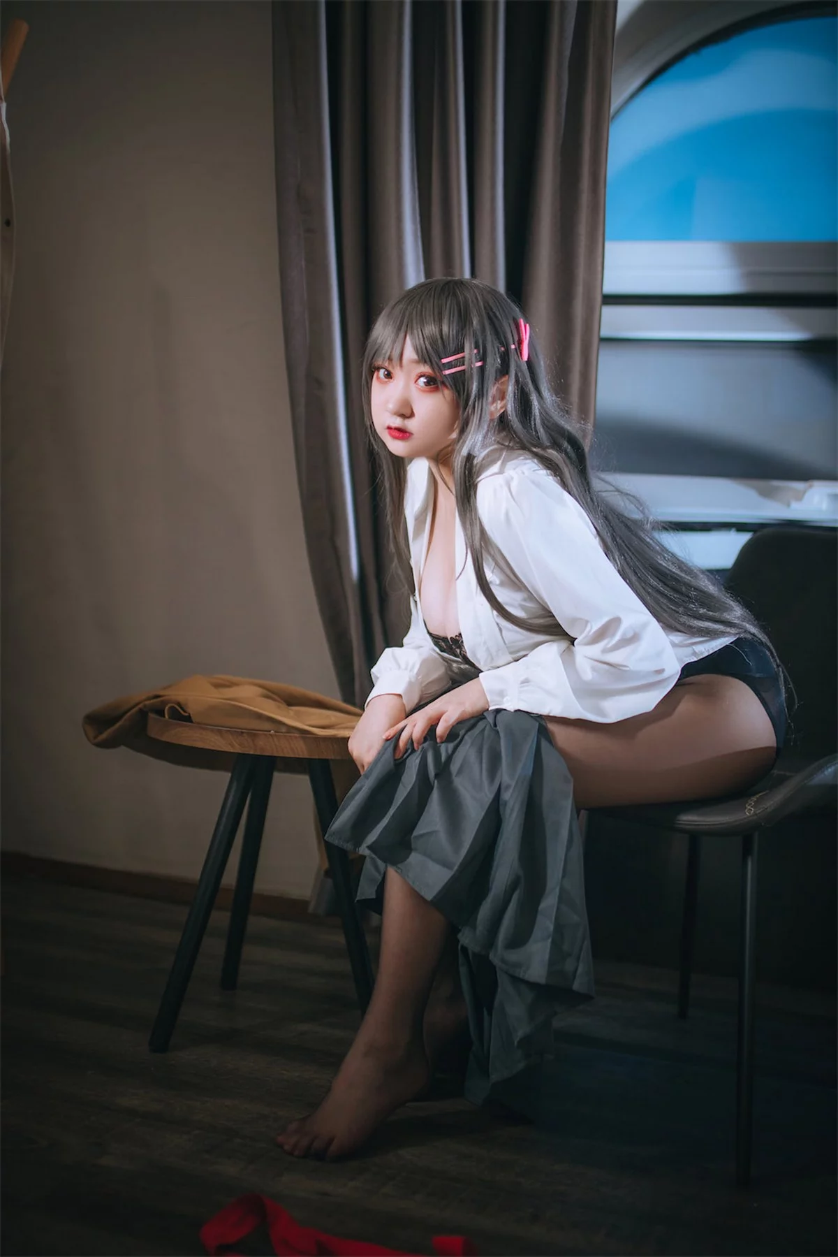 Xgyw.Org_动漫博主恩田直幸麻衣学姐主题性感兔女郎系列蕾丝内衣+皮质连体衣丰满诱惑写真63P