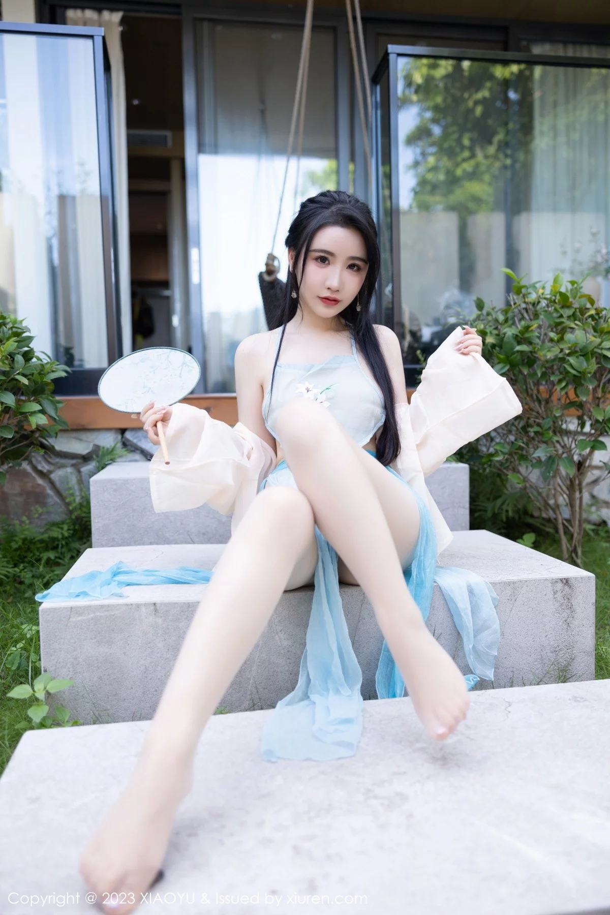 Xgyw.Org_[XiaoYu画语界]Vol.1057_女神Cherry樱桃酱淡蓝古装服饰配超薄肉丝秀惹火身材诱惑写真81P