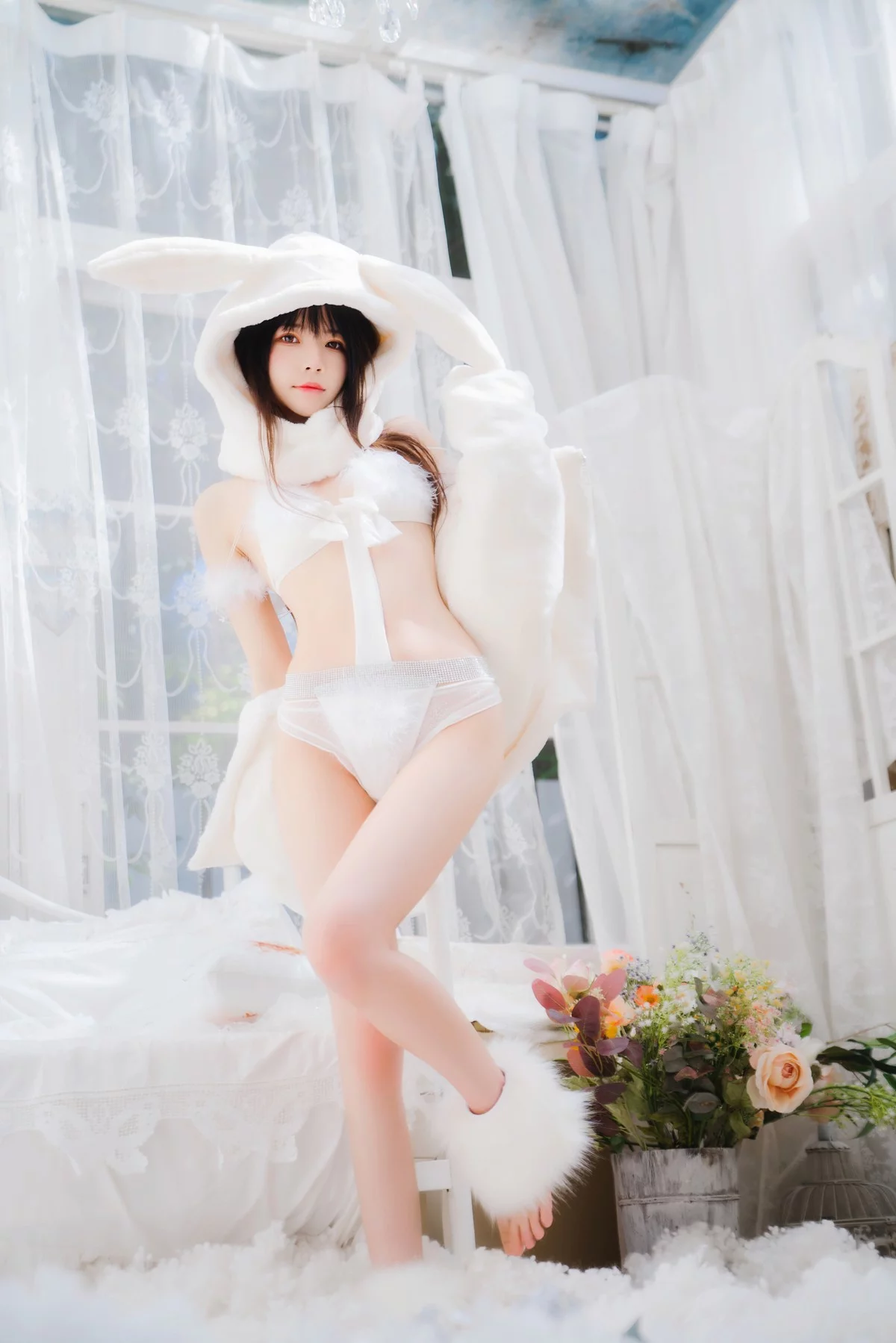 Xgyw.Org_网络美女桜桃喵小白兔01主题性感兔子装扮白色内衣秀完美身材迷人诱惑写真48P