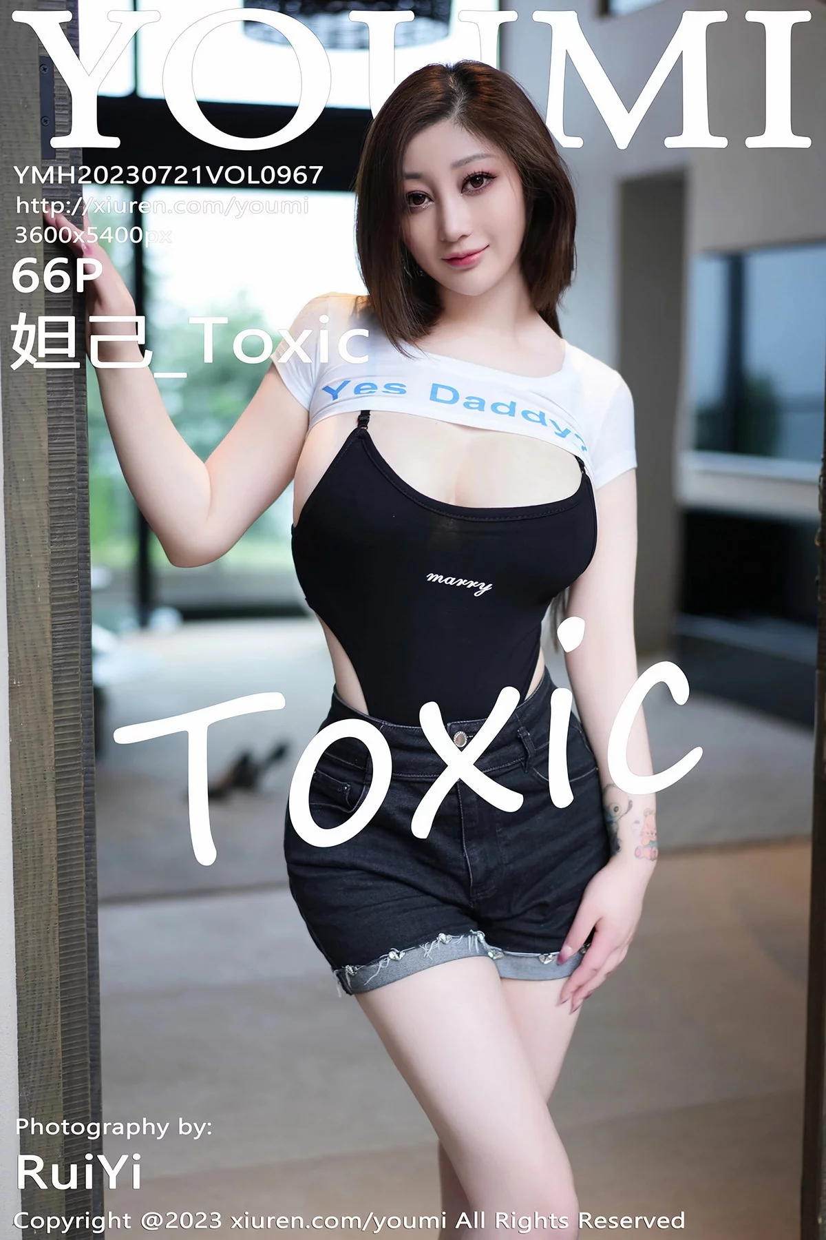 Xgyw.Org_[YouMi尤蜜荟]Vol.967_女神妲己_Toxic脱黑短裤露性感黑色连体衣秀美胸肥臀诱惑写真66P