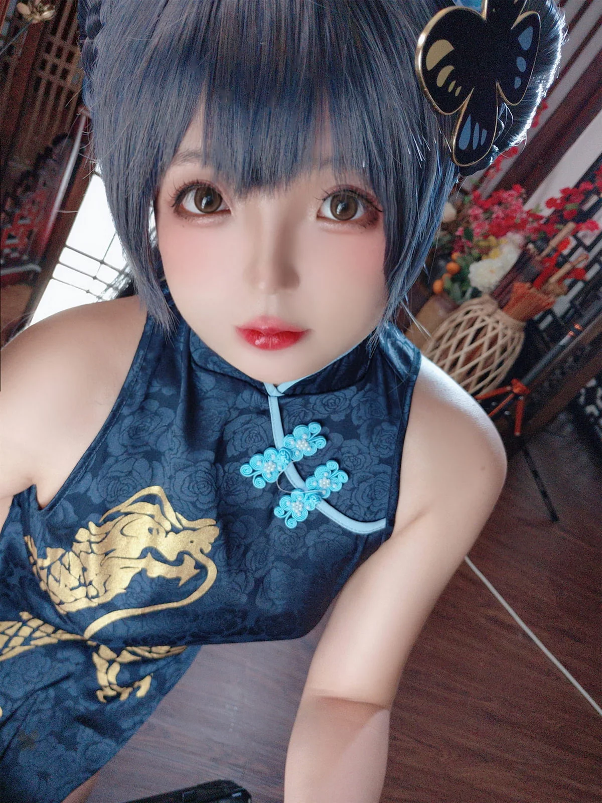 Xgyw.Org_Cosplay美女日奈娇碧蓝档案妃咲主题脱性感旗袍露黑色三点式内衣完美诱惑写真92P