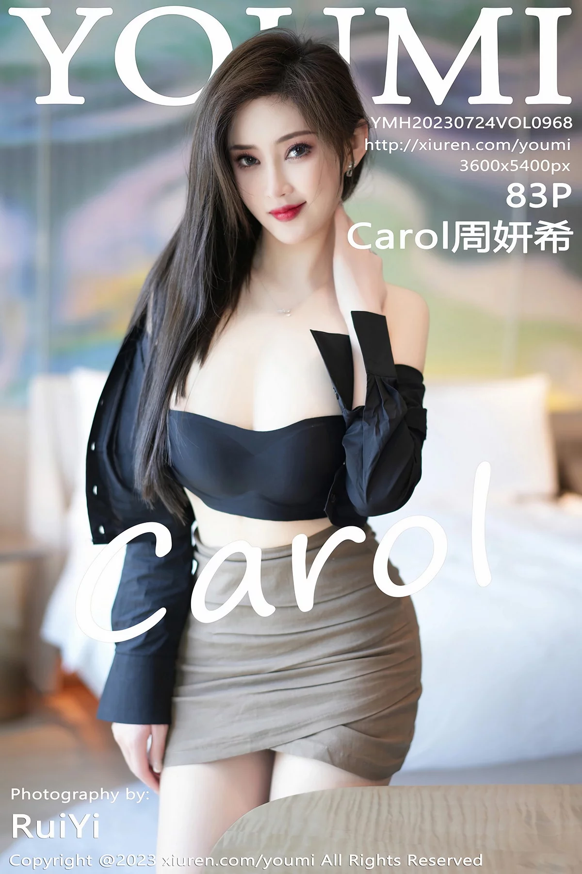 Xgyw.Org_[YouMi尤蜜荟]Vol.968_女神Carol周妍希性感黑衬衫配驼色短裙露黑色内衣完美诱惑写真83P