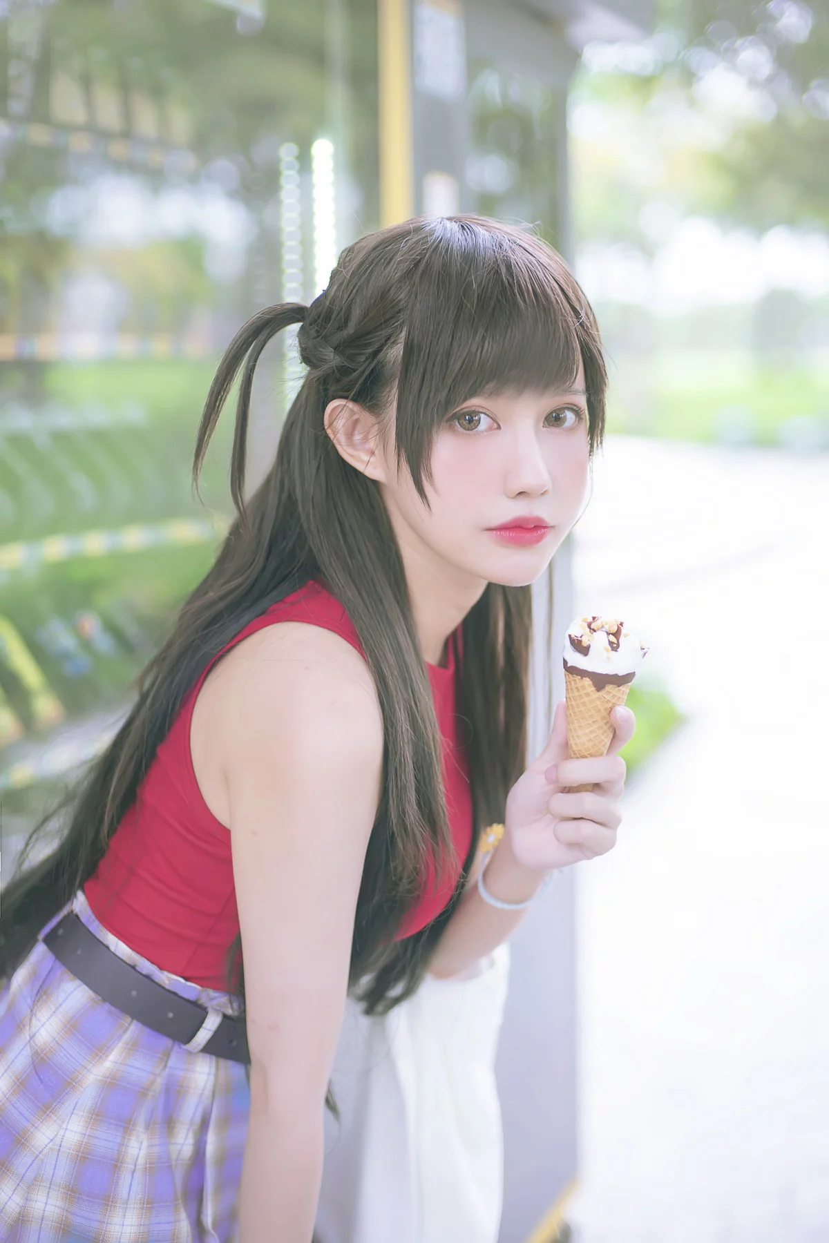 Xgyw.Org_网络美女PingPing-Chizuru Date主题性感红色上衣配格子短裙秀美腿迷人写真31P