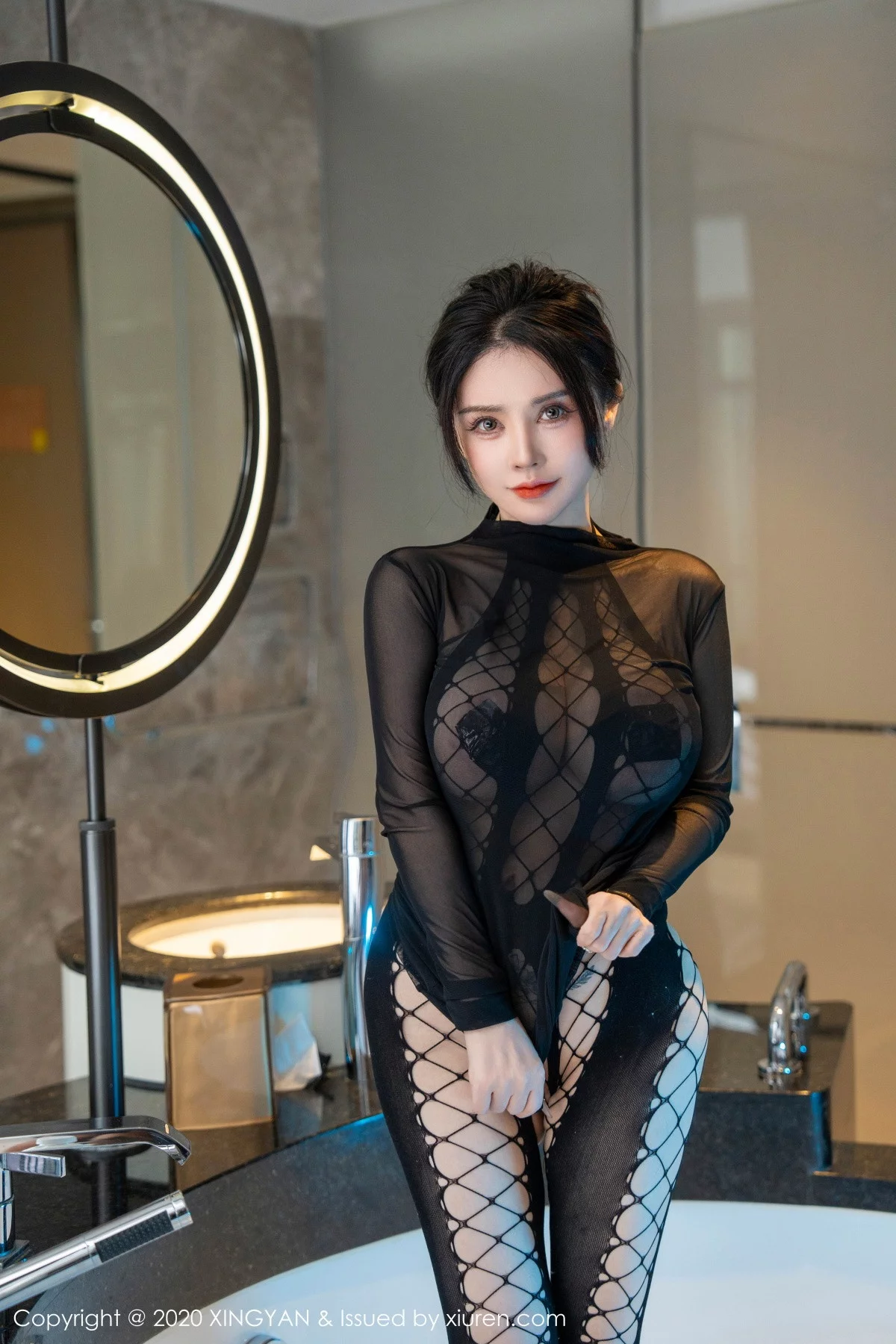 Xgyw.Org_[XINGYAN星颜社]VOL.210_模特潘娇娇性感黑色渔网式连体衣情趣服饰秀巨乳肥臀诱惑写真77P