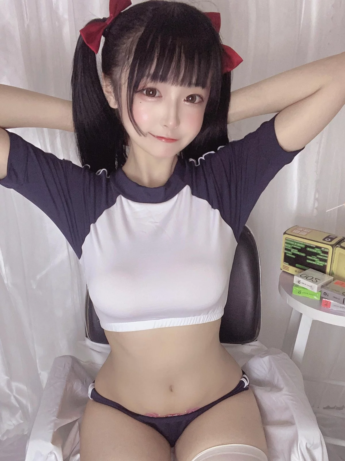 Xgyw.Org_网络美女佳佳好难啊蓝色吊带体操服主题猫女郎装扮超短牛仔裤秀美腿诱惑写真38P