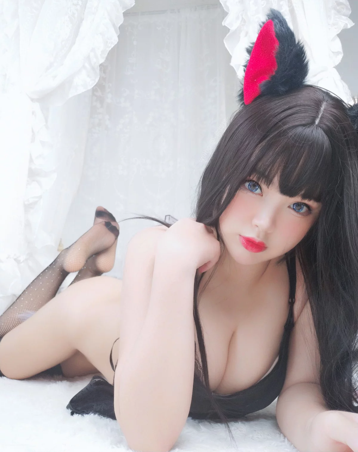 Xgyw.Org_萌系小姐姐白烨黑系猫咪少女主题黑色蕾丝薄纱配黑丝网袜秀惹火身材诱惑写真62P