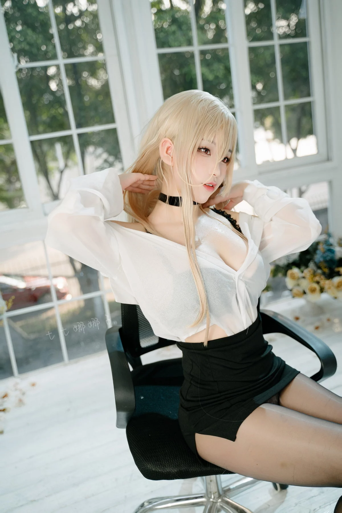 Xgyw.Org_Coser美女七七娜娜子怨仇办公室主题透明白T配黑短裙露超薄黑丝完美诱惑写真42P