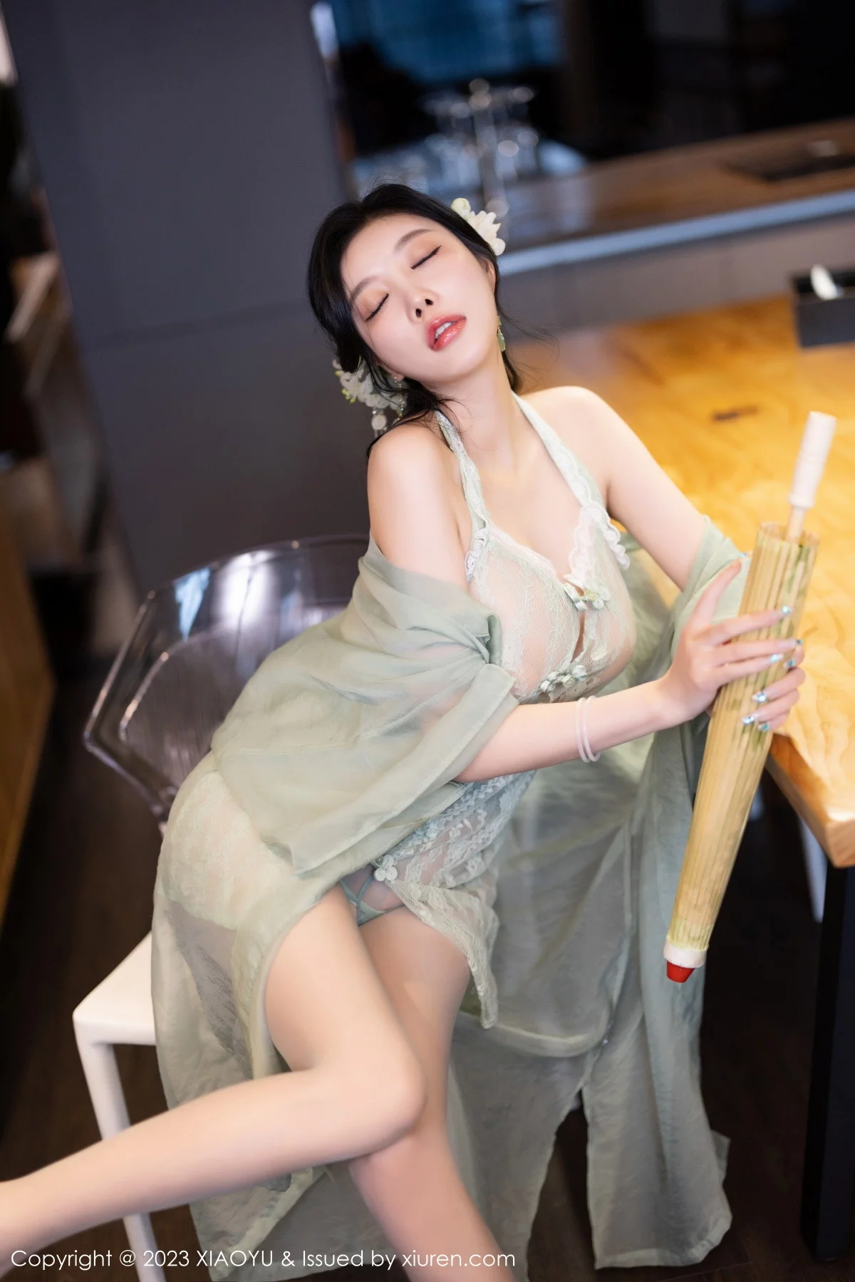 Xgyw.Org_[XiaoYu画语界]Vol.1143_女神杨晨晨性感淡绿薄纱短裙露绿灰色蕾丝情趣服完美诱惑写真93P