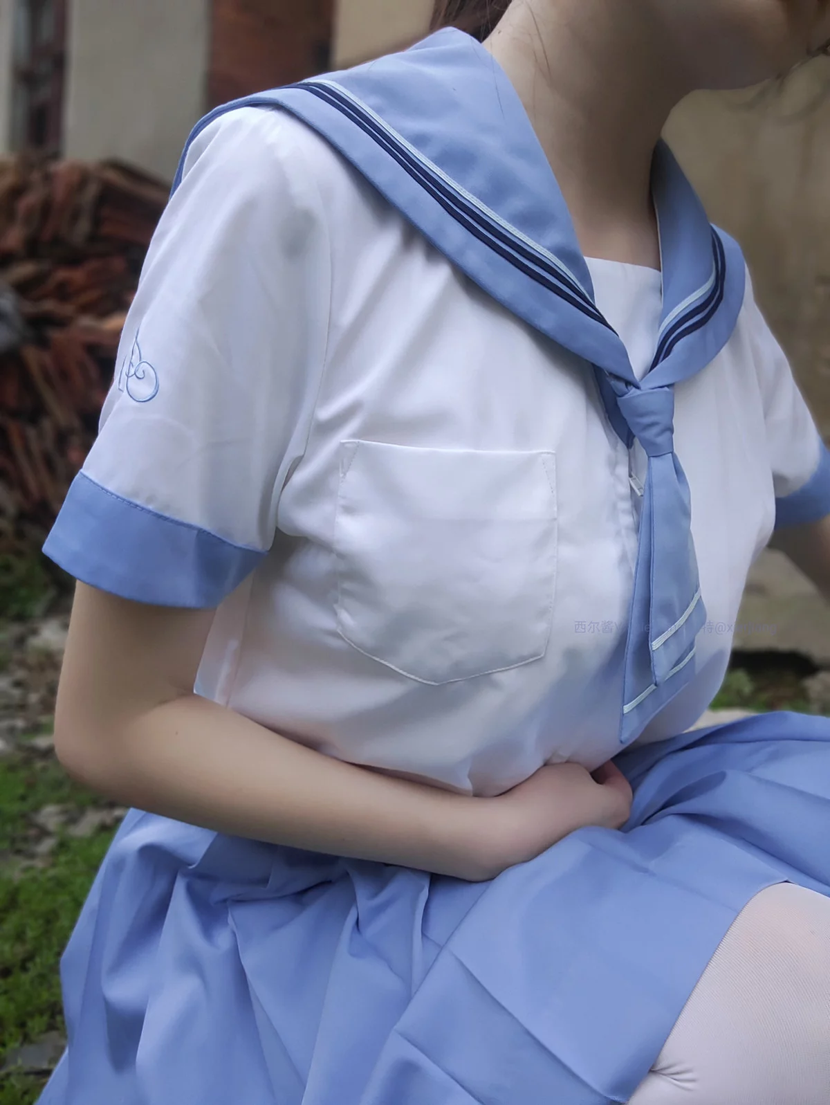 Xgyw.Org_网络美女西尔酱青草水手服主题户外性感水手制服露白色蕾丝内衣配白丝袜诱惑写真74P