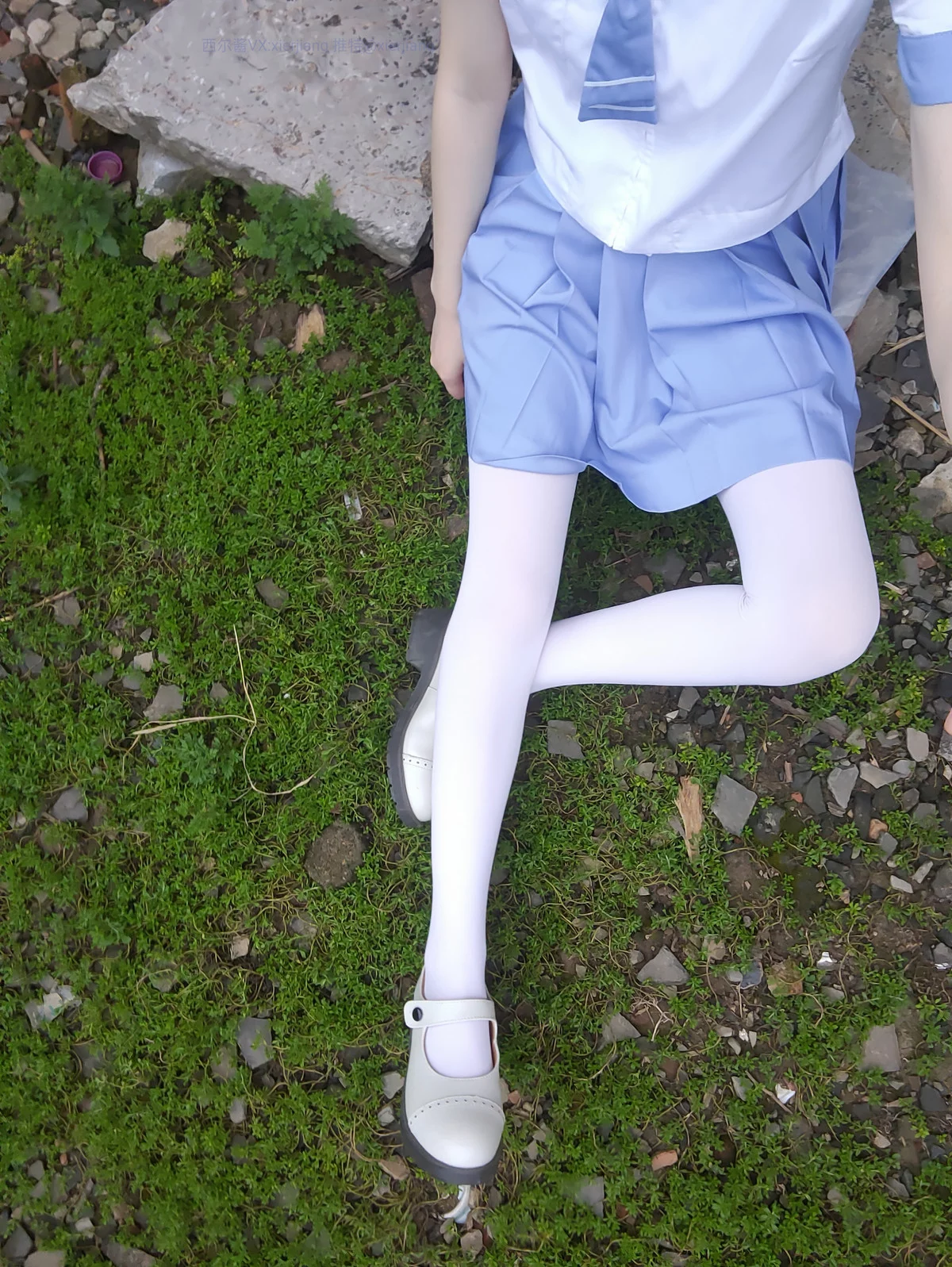 Xgyw.Org_网络美女西尔酱青草水手服主题户外性感水手制服露白色蕾丝内衣配白丝袜诱惑写真74P